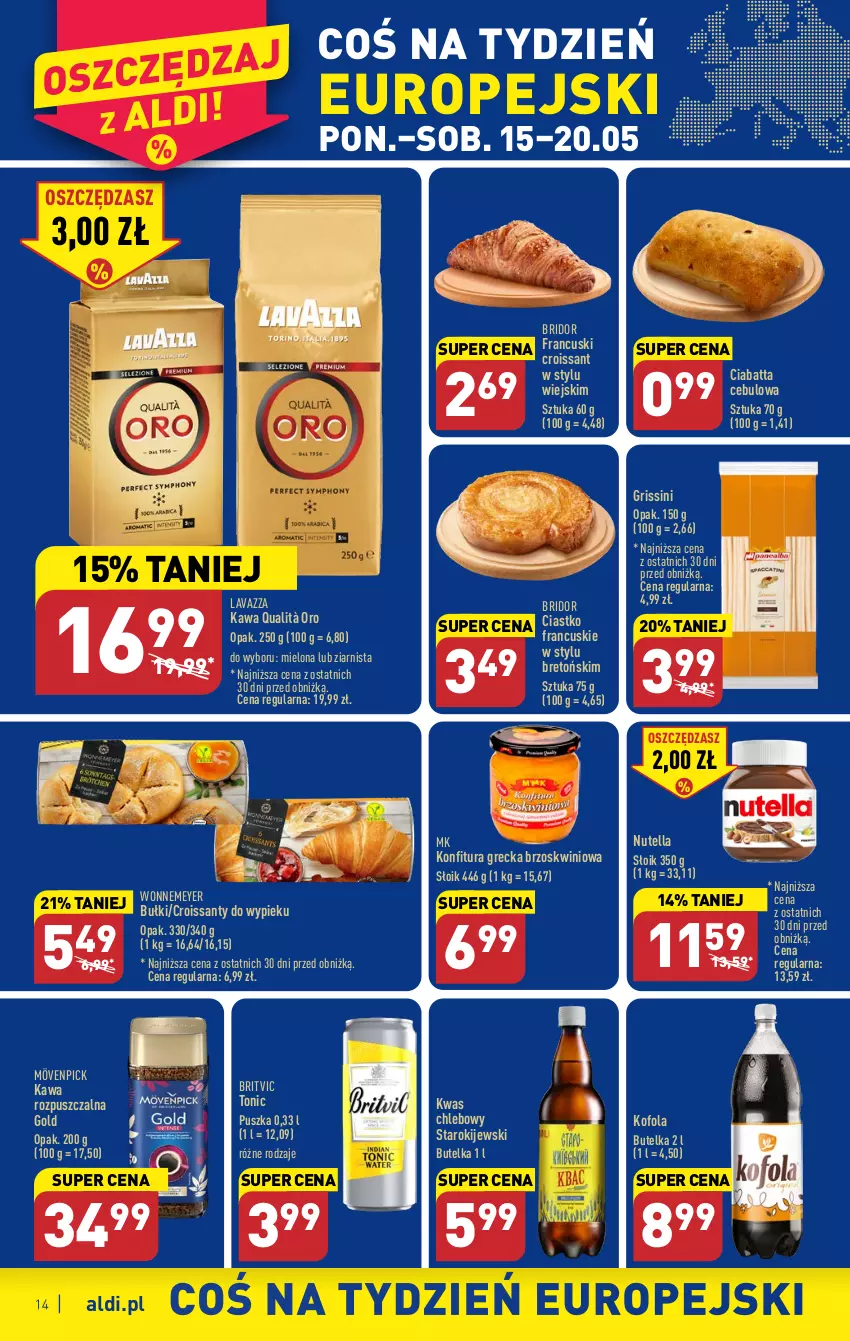 Gazetka promocyjna Aldi - Pełen katalog - ważna 15.05 do 20.05.2023 - strona 14 - produkty: Brit, Chleb, Ciabatta, Croissant, Grissini, Kawa, Kawa rozpuszczalna, Kije, Konfitura, Lavazza, Nutella