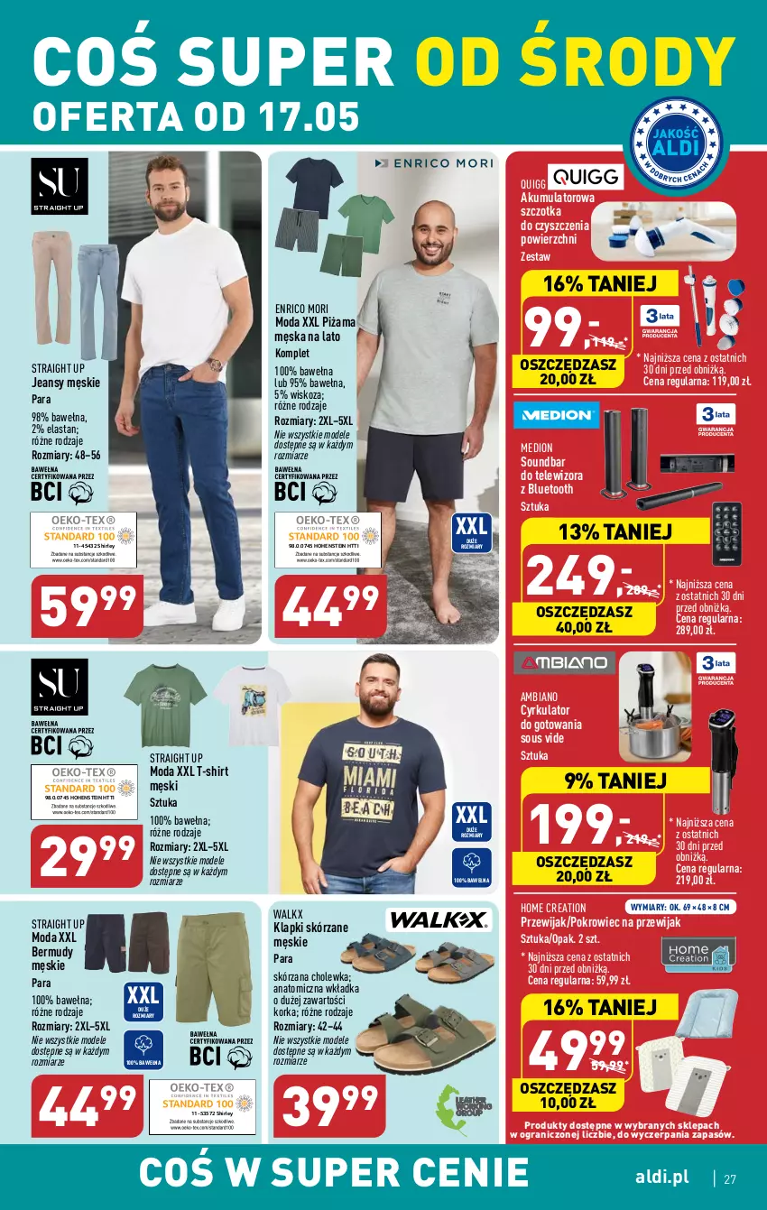 Gazetka promocyjna Aldi - Pełen katalog - ważna 15.05 do 20.05.2023 - strona 27 - produkty: Akumulator, Atomic, Bermudy, Gra, Klapki, Moda, Orka, Piżama, Pokrowiec, Soundbar, Szczotka, T-shirt, Telewizor, Wełna