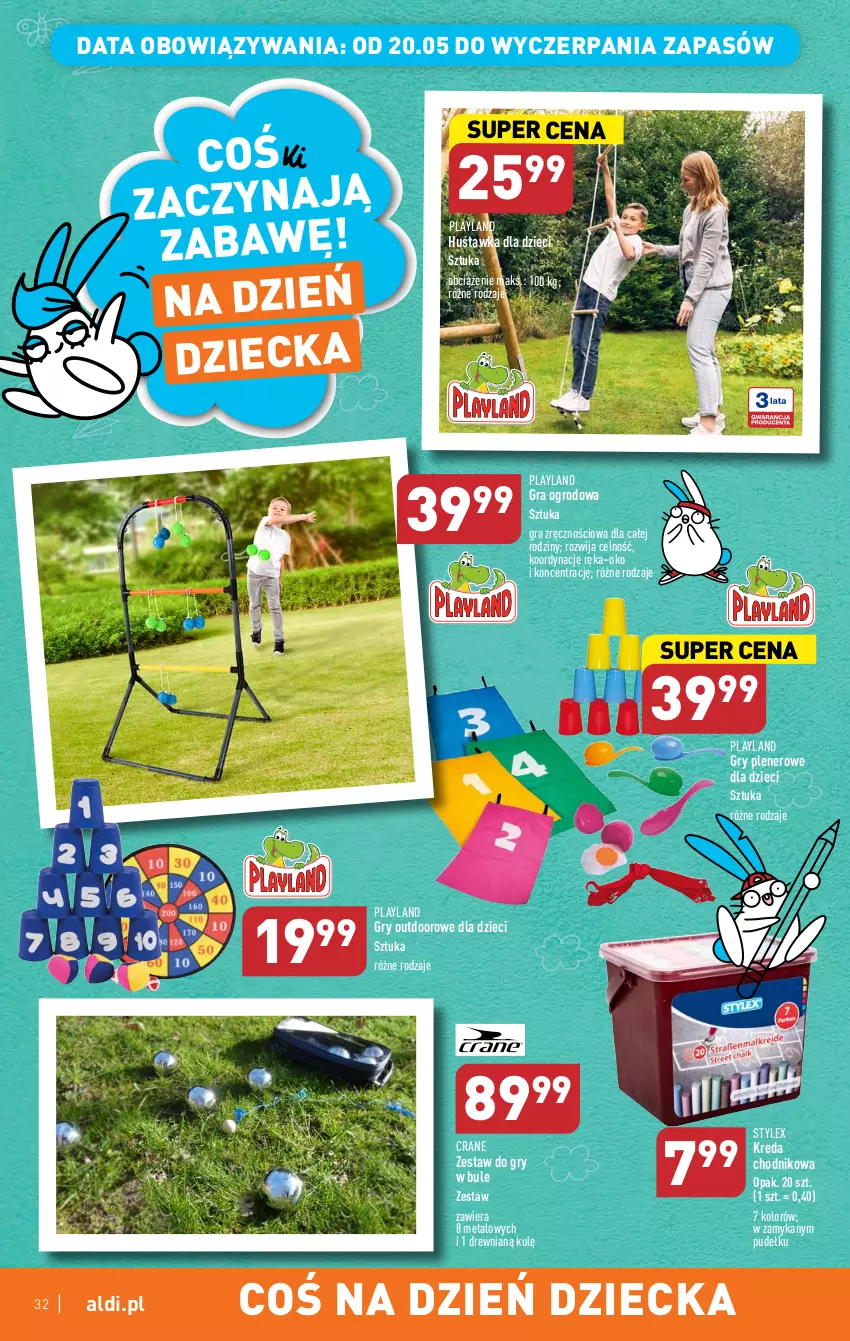 Gazetka promocyjna Aldi - Pełen katalog - ważna 15.05 do 20.05.2023 - strona 32 - produkty: Chodnik, Dzieci, Gra, Gry, Huśtawka