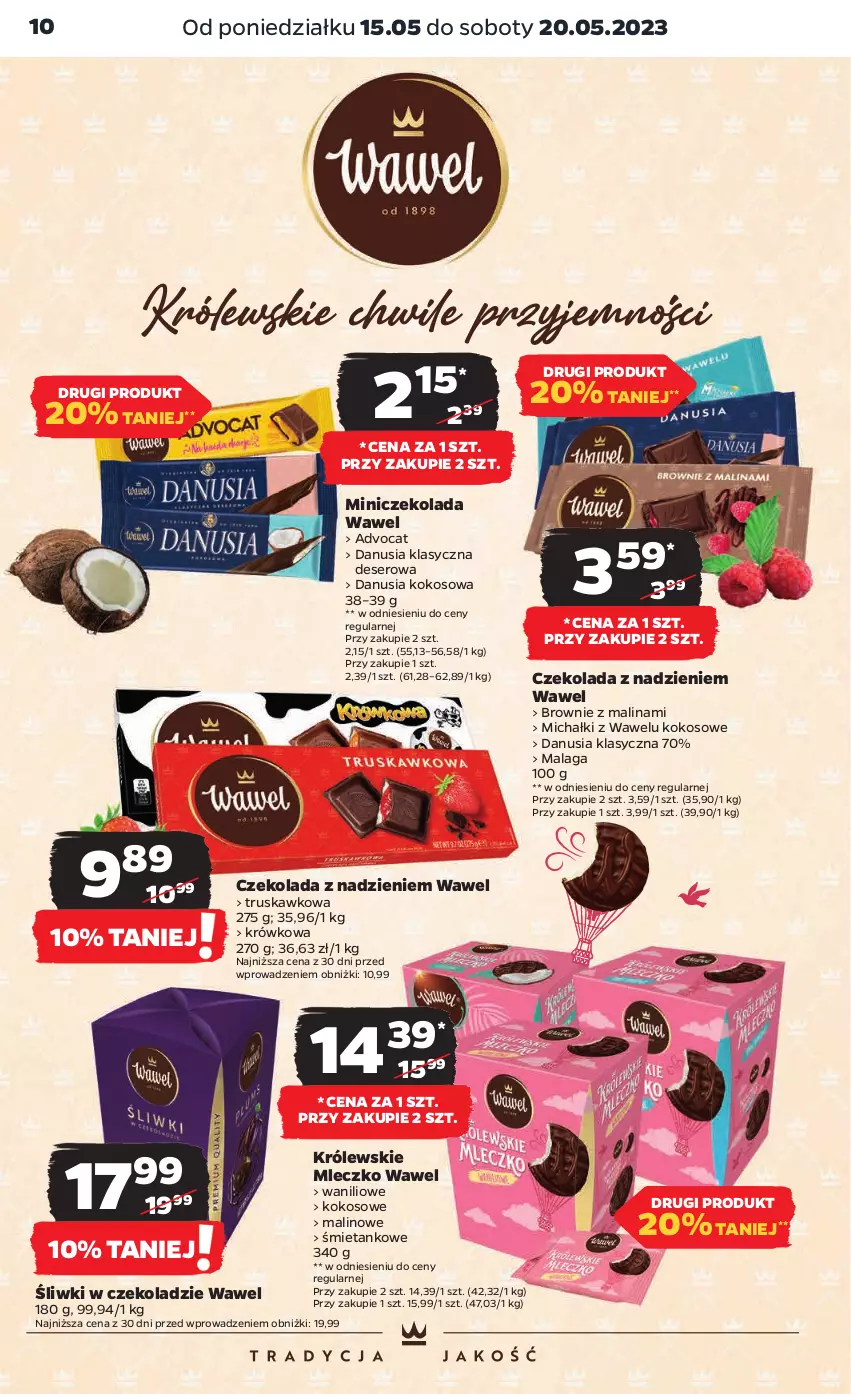 Gazetka promocyjna Netto - Artykuły spożywcze - ważna 15.05 do 20.05.2023 - strona 10 - produkty: Brownie, Czekolada, Deser, Kokos, Królewski, Królewskie Mleczko, Michałki, Mleczko, Ser, Wawel