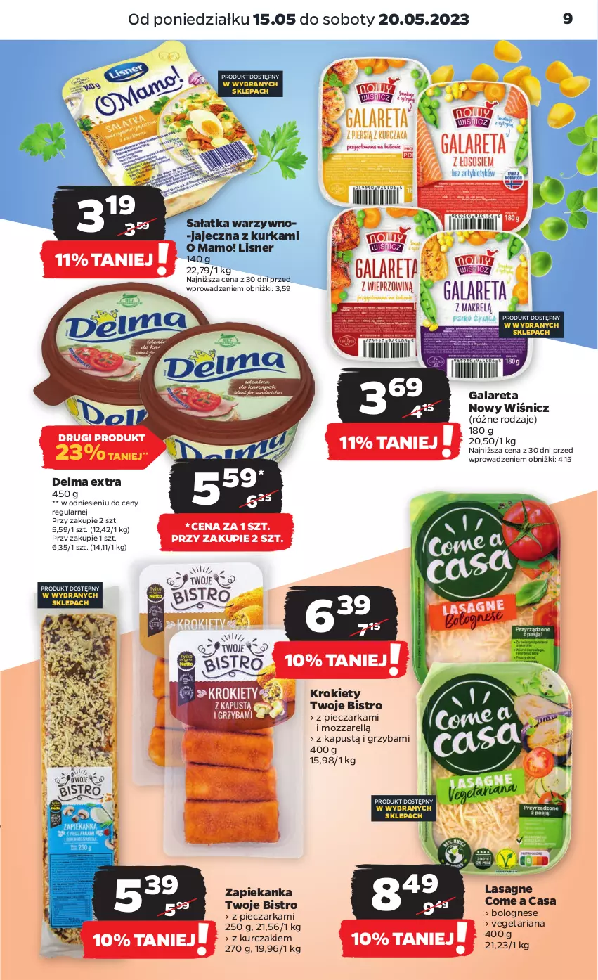 Gazetka promocyjna Netto - Artykuły spożywcze - ważna 15.05 do 20.05.2023 - strona 9 - produkty: Delma, Gala, Kapustą, Krokiety, Kurczak, Lasagne, Lisner, Piec, Pieczarka, Sałat, Sałatka, Vegeta, Zapiekanka