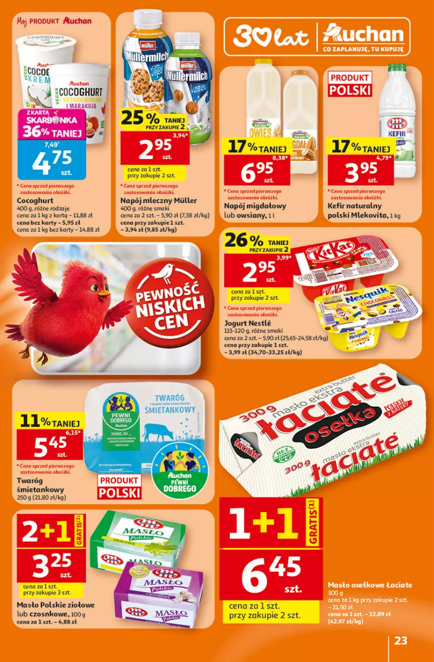 Gazetka promocyjna Auchan - Gazetka 30 Lat Hipermarkett Auchan - ważna 05.06 do 10.06.2026 - strona 23 - produkty: Jogurt, Kefir, Kefir naturalny, Mleko, Napój, Napój mleczny, Twaróg, Twaróg śmietankowy