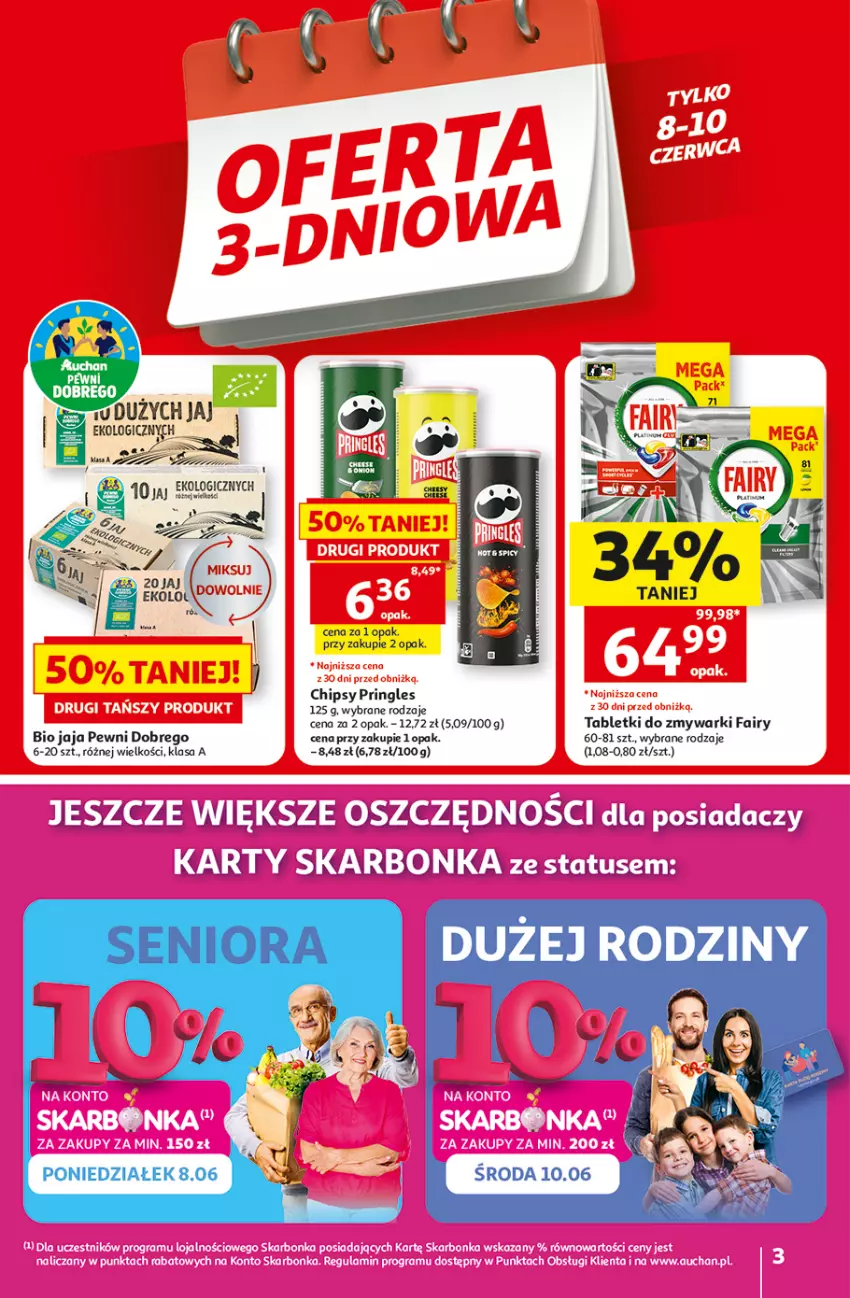 Gazetka promocyjna Auchan - Gazetka 30 Lat Hipermarkett Auchan - ważna 05.06 do 10.06.2026 - strona 3 - produkty: Chipsy, Fa, Fairy, Jaja, Pringles, Tablet, Tabletki do zmywarki, Zmywarki