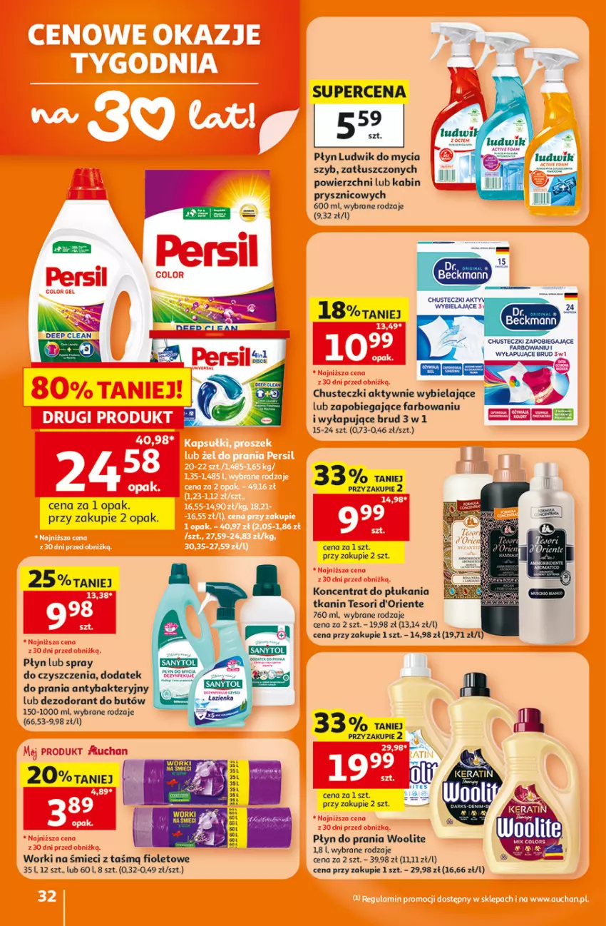 Gazetka promocyjna Auchan - Gazetka 30 Lat Hipermarkett Auchan - ważna 05.06 do 10.06.2026 - strona 32 - produkty: Chusteczki, Dezodorant, Fa, Ludwik, Płyn do prania, Sanytol, Spray do czyszczenia, Woolite