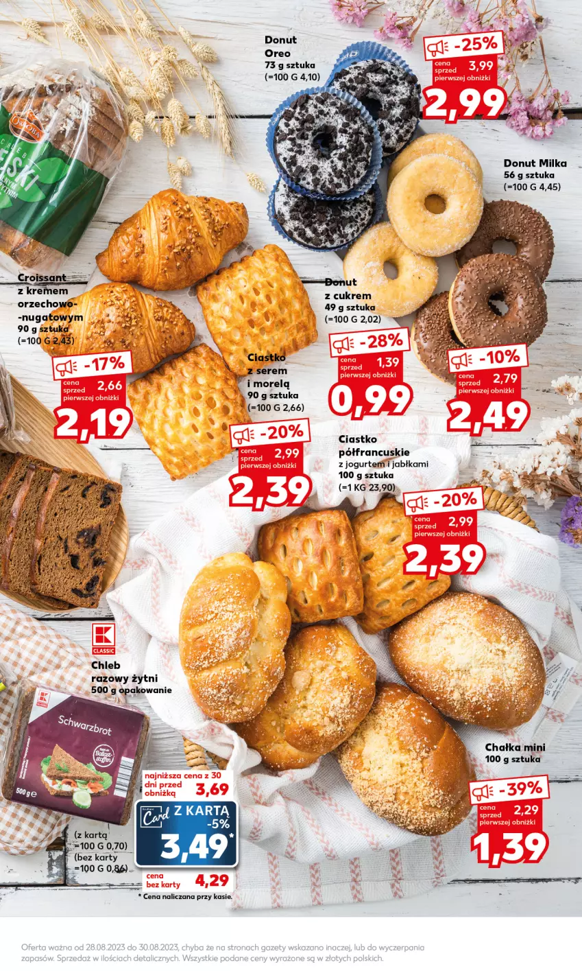 Gazetka promocyjna Kaufland - Mocny Start - ważna 28.08 do 30.08.2023 - strona 13 - produkty: Chleb, Donut, Jabłka, Jogurt, Milka, Oreo, Ser