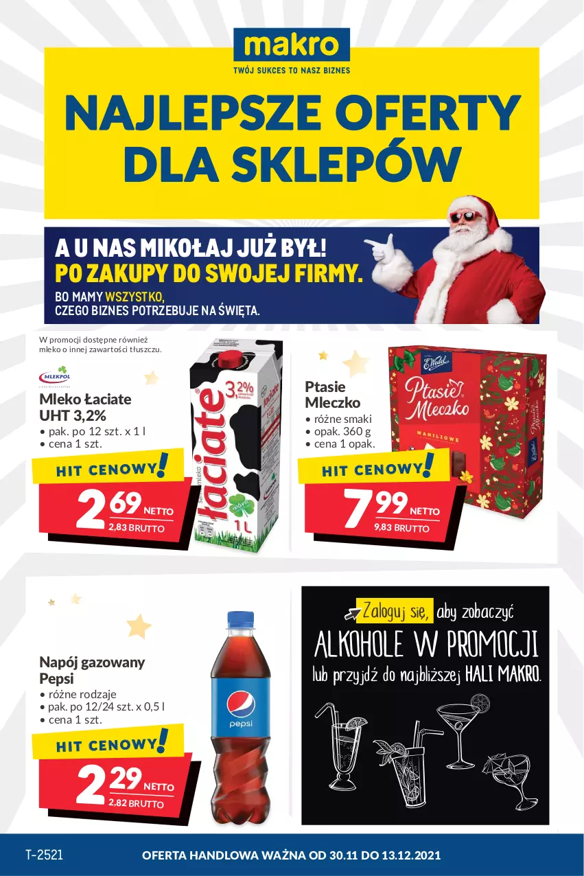 Gazetka promocyjna Makro - [Oferta promocyjna] Artykuły spożywcze i przemysłowe - ważna 30.11 do 13.12.2021 - strona 1 - produkty: Mleczko, Mleko, Napój, Napój gazowany, Pepsi, Ptasie mleczko