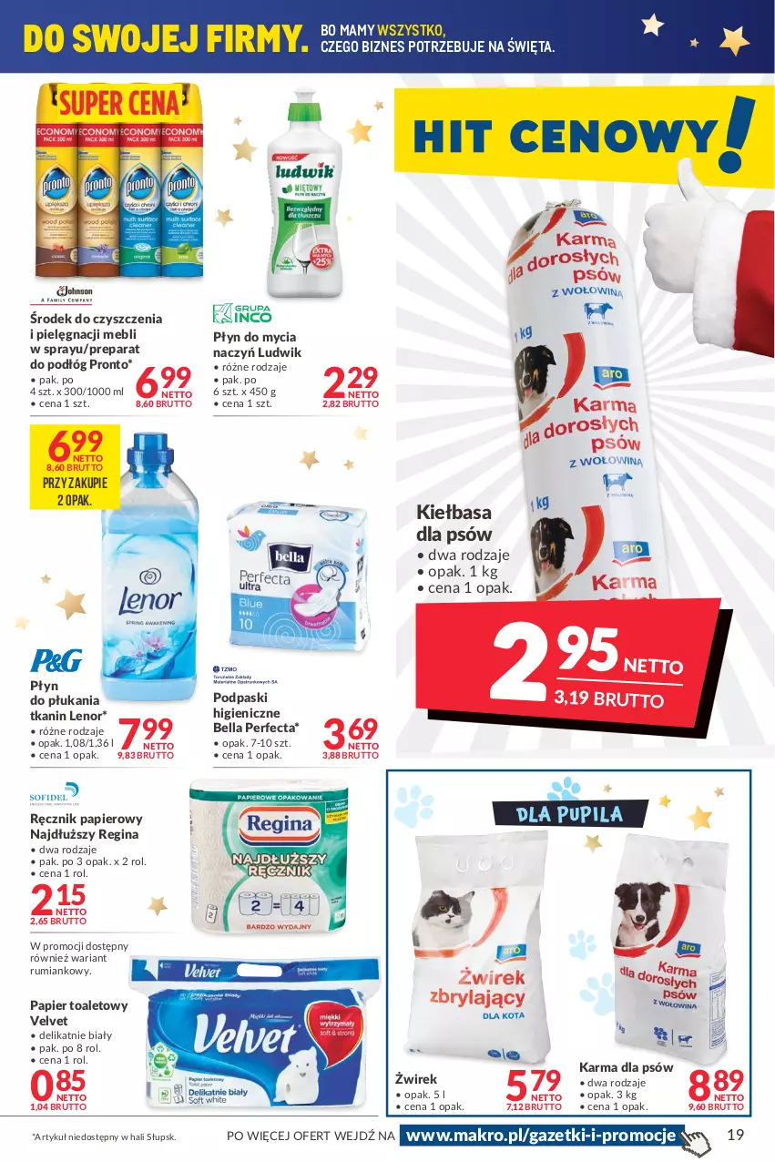 Gazetka promocyjna Makro - [Oferta promocyjna] Artykuły spożywcze i przemysłowe - ważna 30.11 do 13.12.2021 - strona 19 - produkty: Bell, Bella, Do mycia naczyń, Gin, Kiełbasa, Lenor, Ludwik, Papier, Papier toaletowy, Perfecta, Płyn do mycia, Płyn do mycia naczyń, Płyn do płukania, Podpaski, Pronto, Ręcznik, Rum, Velvet