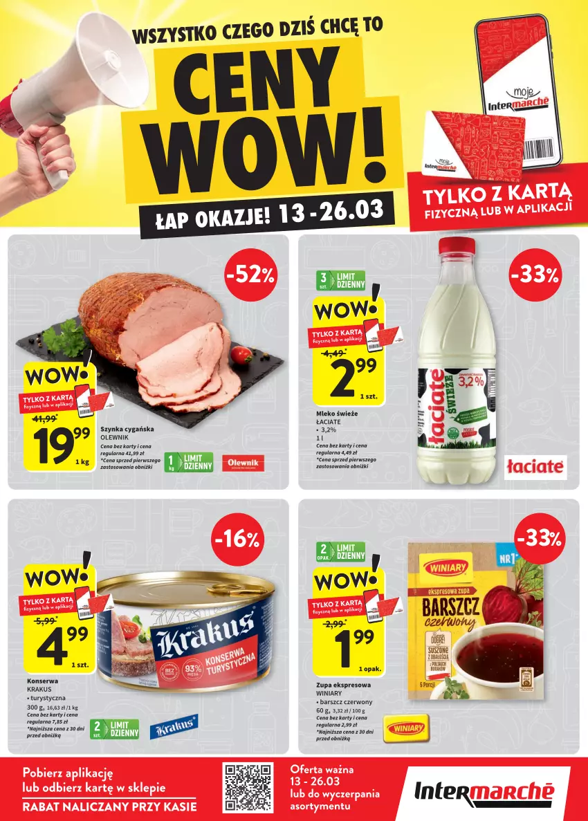 Gazetka promocyjna Intermarche - Gazetka Intermarche - ważna 13.03 do 26.03.2025 - strona 1 - produkty: Mleko, Olewnik, Por, Ser, Szynka, Szynka cygańska, Zupa