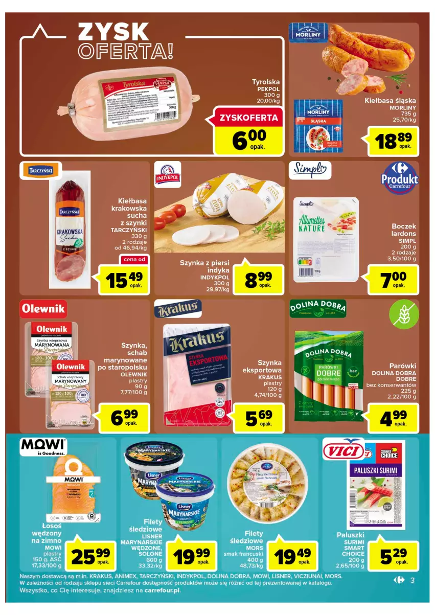 Gazetka promocyjna Carrefour - Gazetka Market - ważna 22.11 do 03.12.2022 - strona 5 - produkty: Krakus, Lisner, Schab wieprzowy, Szynka, Szynka wieprzowa, Tarczyński