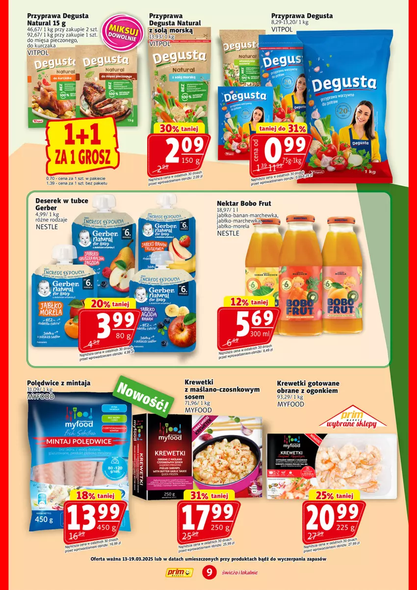 Gazetka promocyjna Prim Market - ważna 13.03 do 19.03.2025 - strona 9 - produkty: Jabłka, Krewetki, Kurczak, Marchewka, Mintaj, Morela, Nektar, Piec, Sos