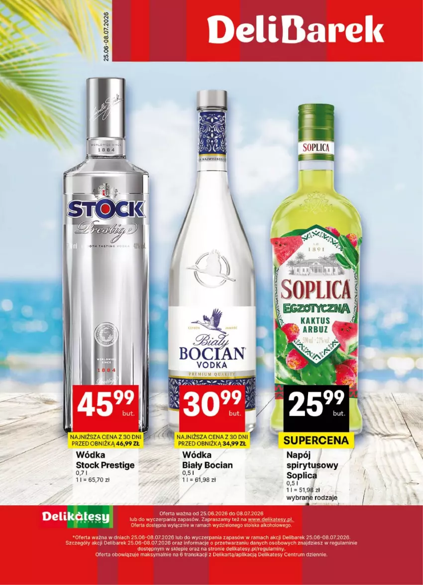 Gazetka promocyjna Delikatesy Centrum - Delibarek DC26-DC27 - ważna 25.06 do 08.07.2026 - strona 1 - produkty: Biały Bocian, Kaktus, Napój, Soplica, Stock, Wódka