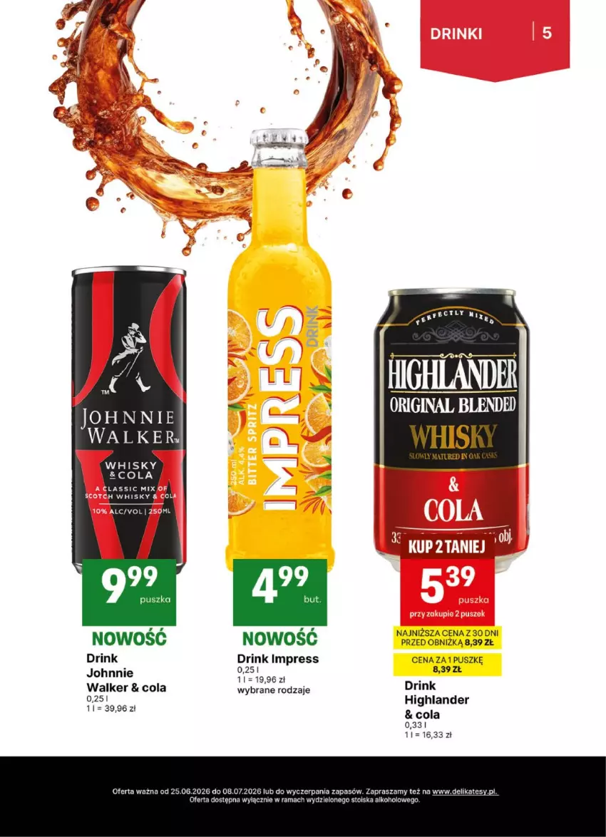 Gazetka promocyjna Delikatesy Centrum - Delibarek DC26-DC27 - ważna 25.06 do 08.07.2026 - strona 5 - produkty: Johnnie Walker, Rama, Whisky
