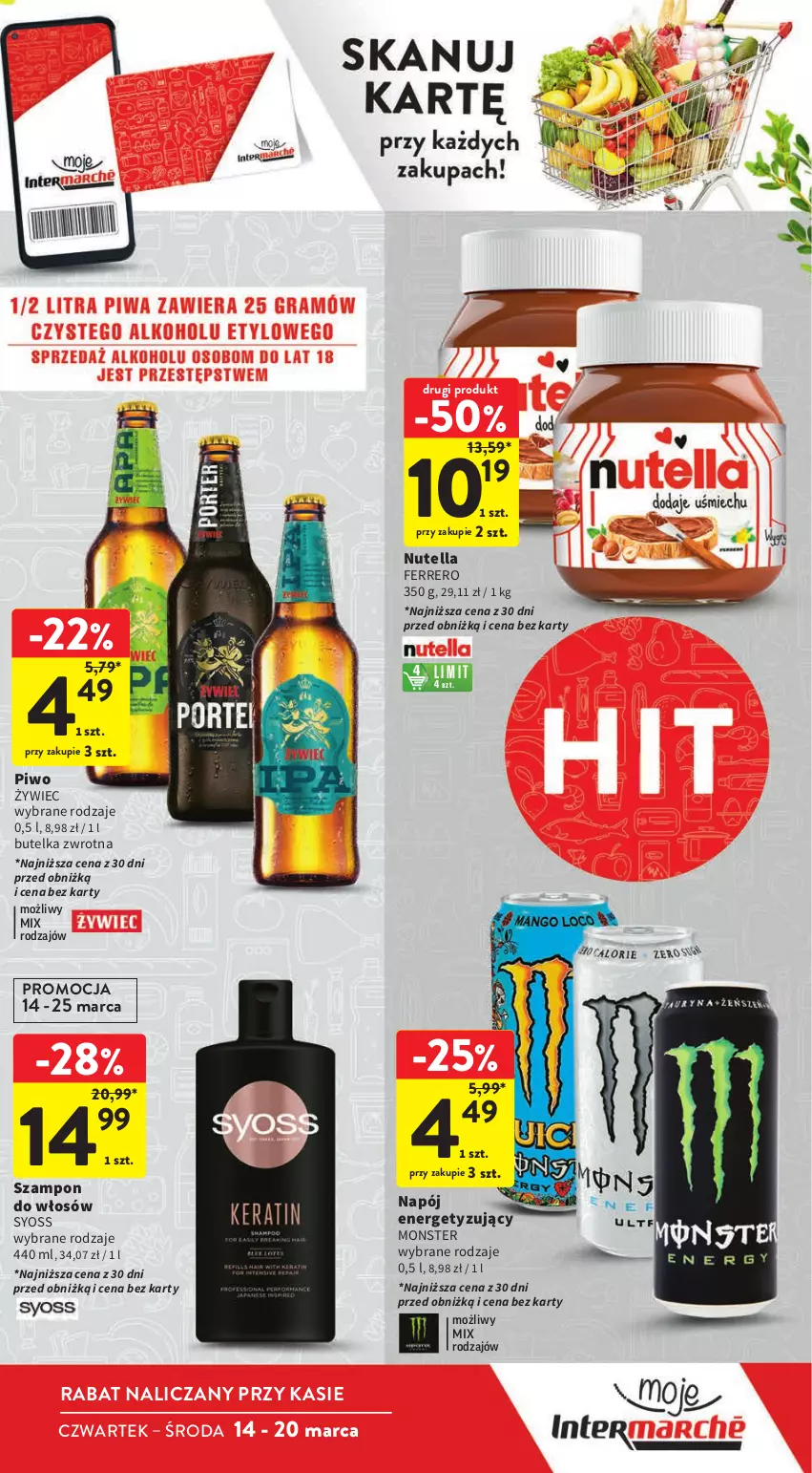 Gazetka promocyjna Intermarche - Gazetka Intermarche - ważna 14.03 do 20.03.2024 - strona 13 - produkty: Ferrero, Napój, Nutella, Piwo, Syoss, Szampon