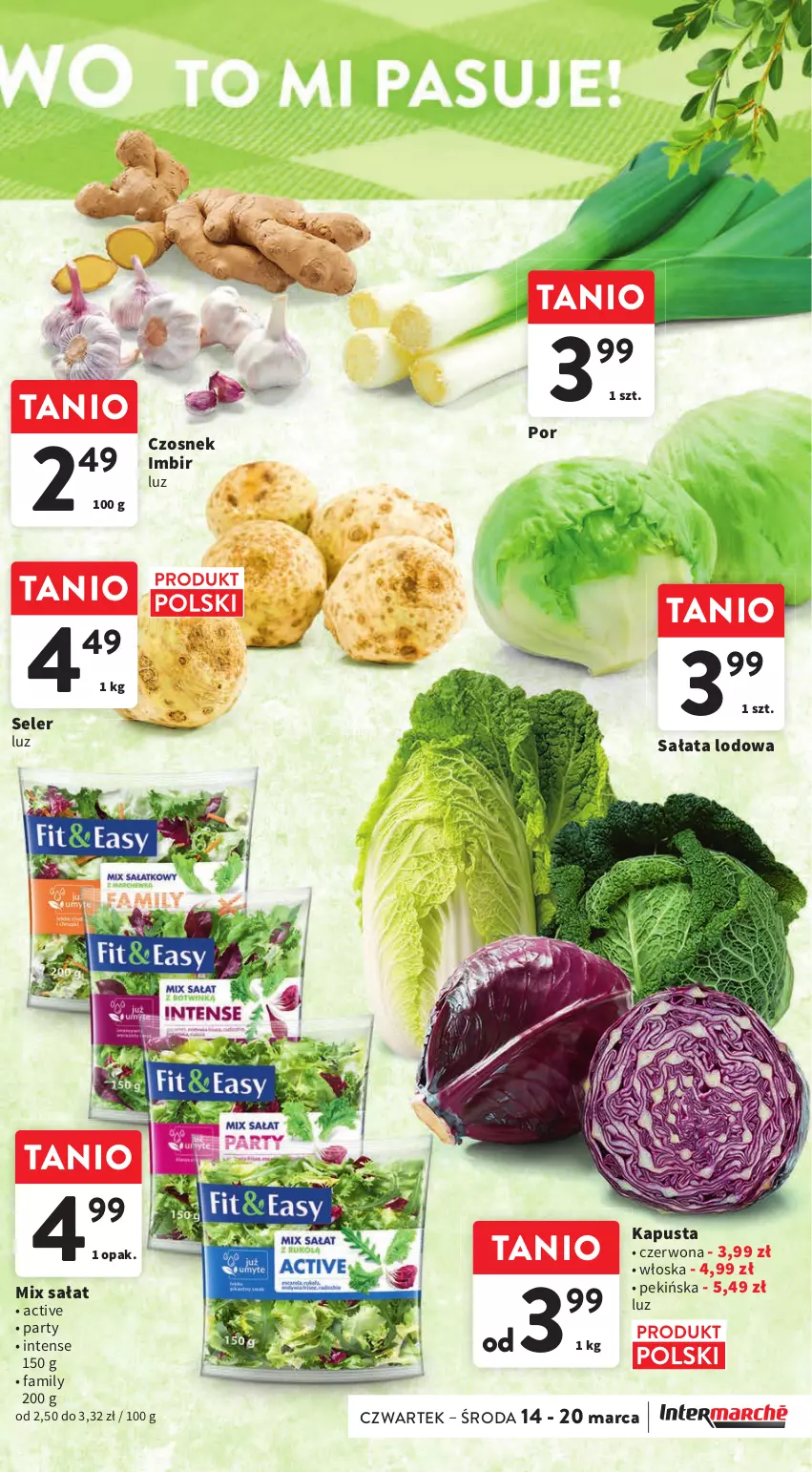 Gazetka promocyjna Intermarche - Gazetka Intermarche - ważna 14.03 do 20.03.2024 - strona 17 - produkty: Czosnek, Fa, Imbir, Por, Sałat, Sałata lodowa