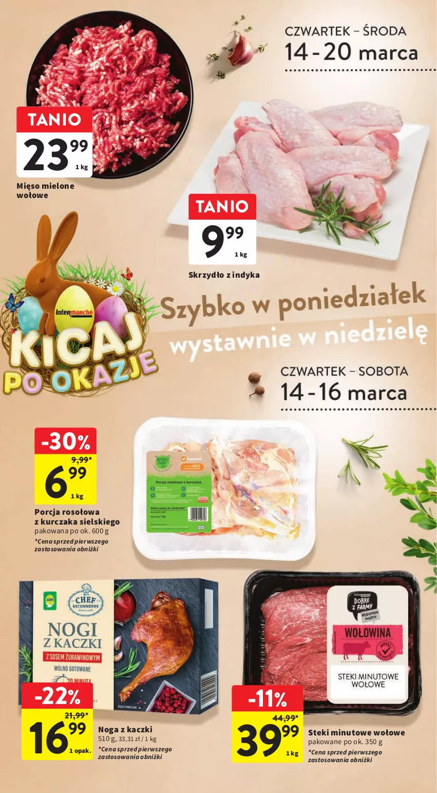 Gazetka promocyjna Intermarche - Gazetka Intermarche - ważna 14.03 do 20.03.2024 - strona 21 - produkty: Kurczak, Mięso, Mięso mielone, Noga z kaczki, Por, Stek