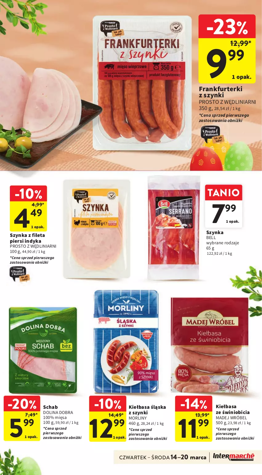 Gazetka promocyjna Intermarche - Gazetka Intermarche - ważna 14.03 do 20.03.2024 - strona 23 - produkty: Bell, BIC, Frankfurterki, Kiełbasa, Kiełbasa śląska, Madej Wróbel, Morliny, Szynka