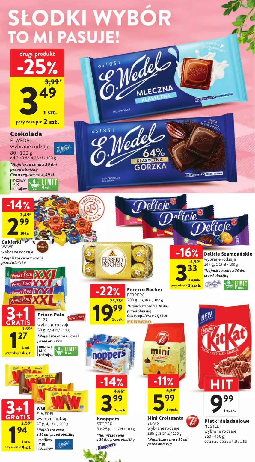 Gazetka promocyjna Intermarche - Gazetka Intermarche - ważna 14.03 do 20.03.2024 - strona 33 - produkty: Croissant, Cukier, Cukierki, Czekolada, Danio, Delicje, E. Wedel, Ferrero, Gra, Knoppers, Prince Polo, Wawel