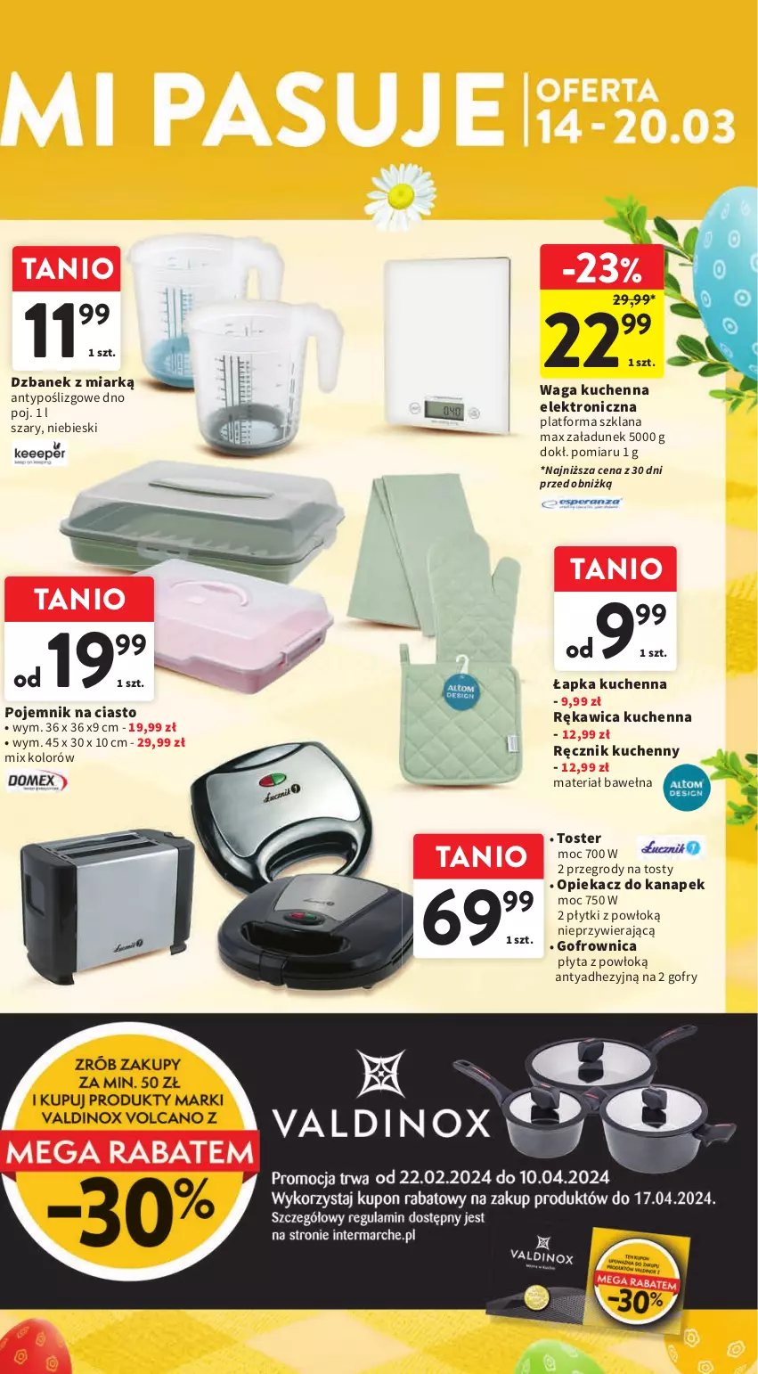 Gazetka promocyjna Intermarche - Gazetka Intermarche - ważna 14.03 do 20.03.2024 - strona 37 - produkty: Dzbanek, Gofrownica, Gofry, LANA, Opiekacz do kanapek, Płyta, Pojemnik, Pojemnik na ciasto, Ręcznik, Ręcznik kuchenny, Rękawica kuchenna, Toster, Waga, Wełna