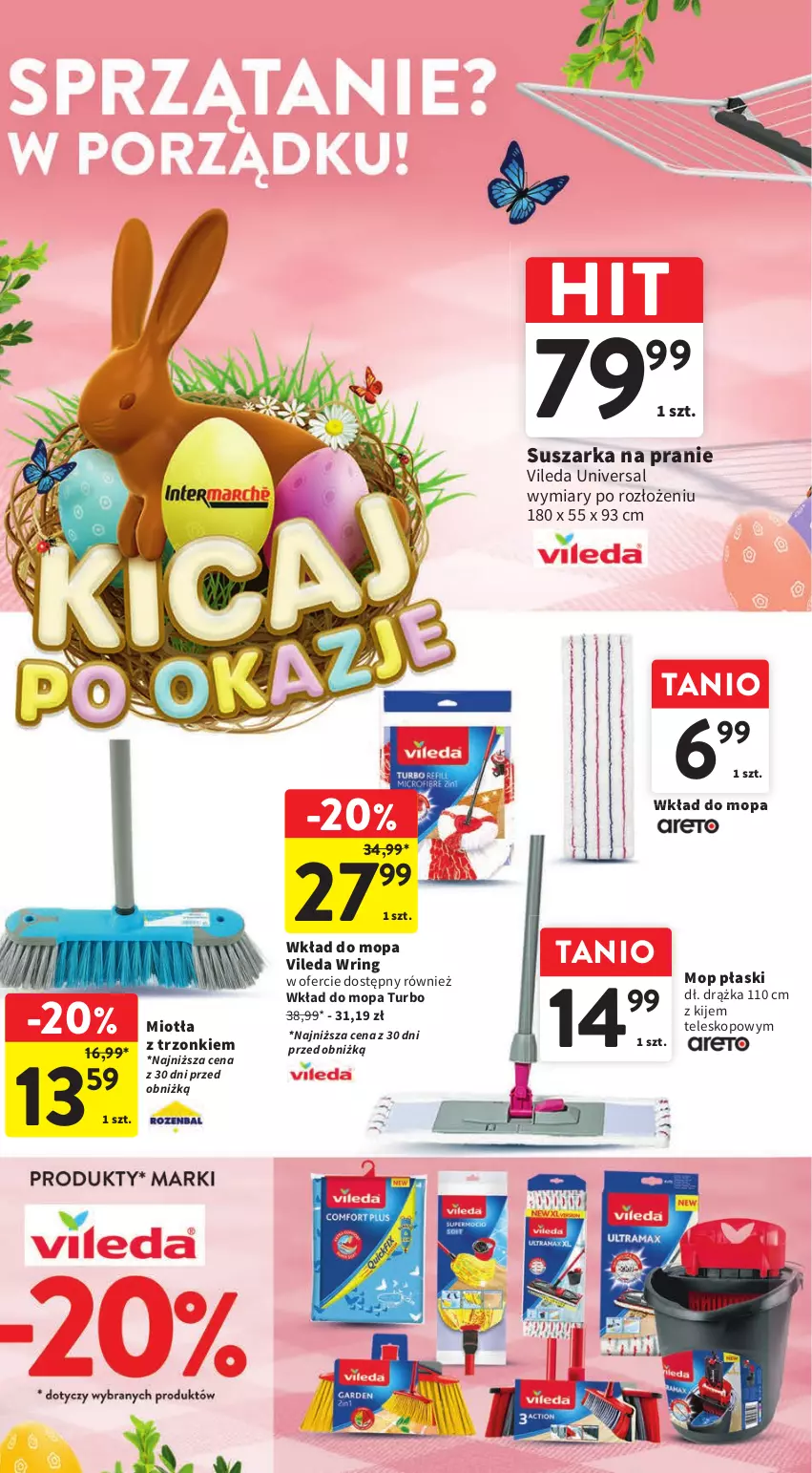 Gazetka promocyjna Intermarche - Gazetka Intermarche - ważna 14.03 do 20.03.2024 - strona 44 - produkty: Kije, Miotła, Mop, Suszarka, Suszarka na pranie, Teleskop, Vileda, Wkład do mopa