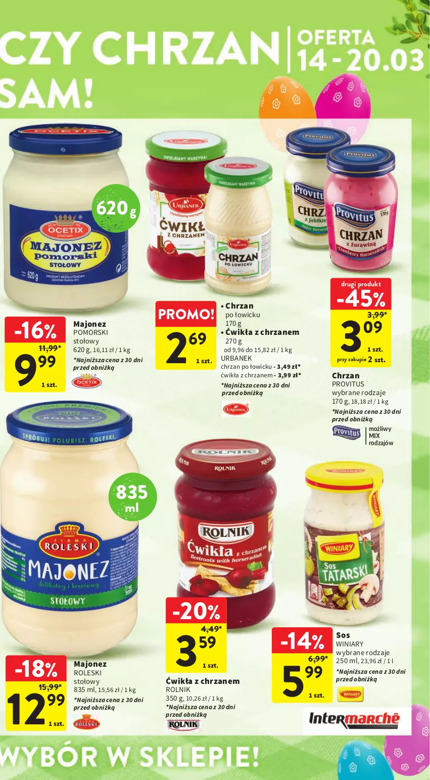 Gazetka promocyjna Intermarche - Gazetka Intermarche - ważna 14.03 do 20.03.2024 - strona 7 - produkty: Chrzan, Majonez, Rolnik, Sos, Winiary