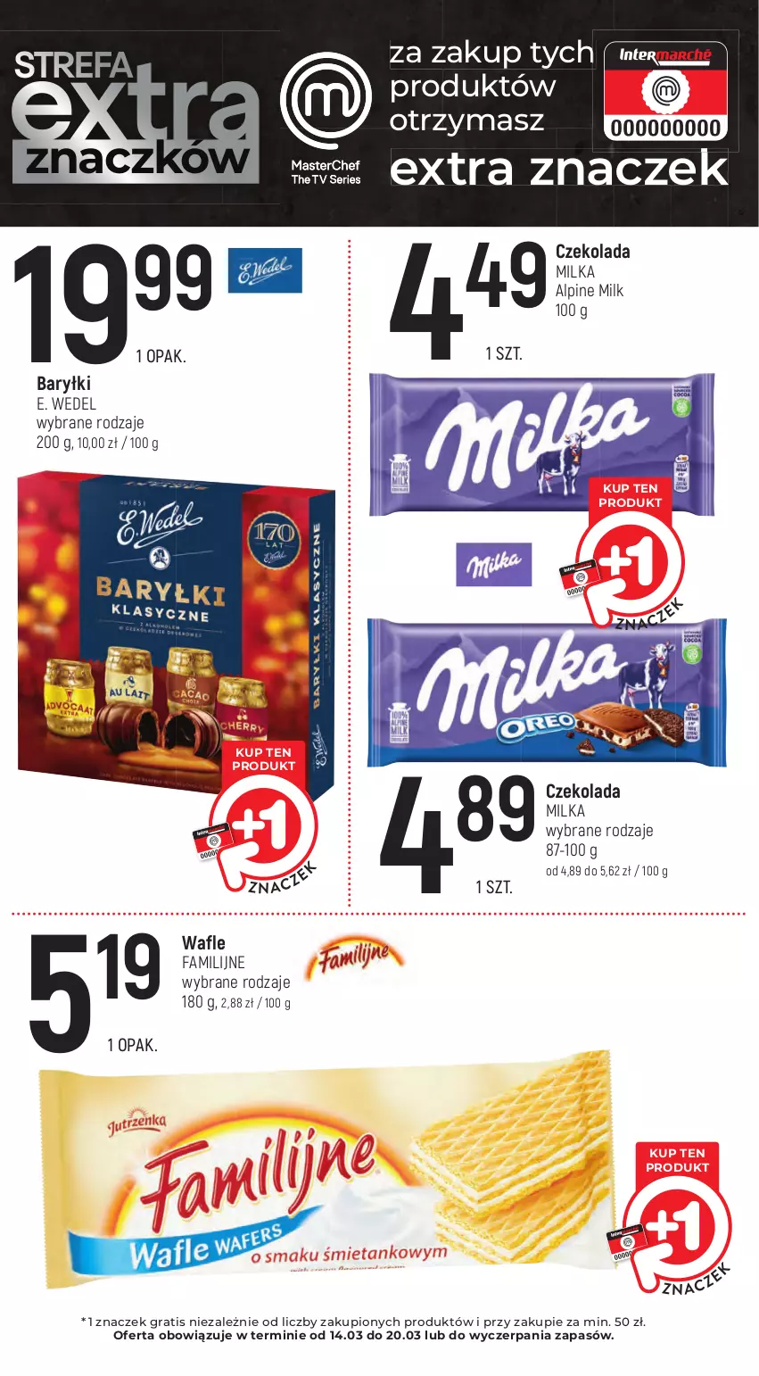 Gazetka promocyjna Intermarche - Gazetka Intermarche - ważna 14.03 do 20.03.2024 - strona 9 - produkty: Baryłki, Czekolada, E. Wedel, Fa, Gra, Milka, Wafle