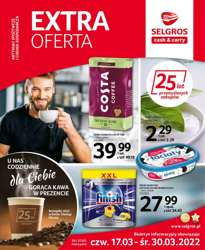 Gazetka promocyjna Selgros - Extra Oferta - ważna 01.03 do 31.03.2022 - strona 1 - produkty: Finish, Kawa, Kawa ziarnista, LG, Ser, Serek