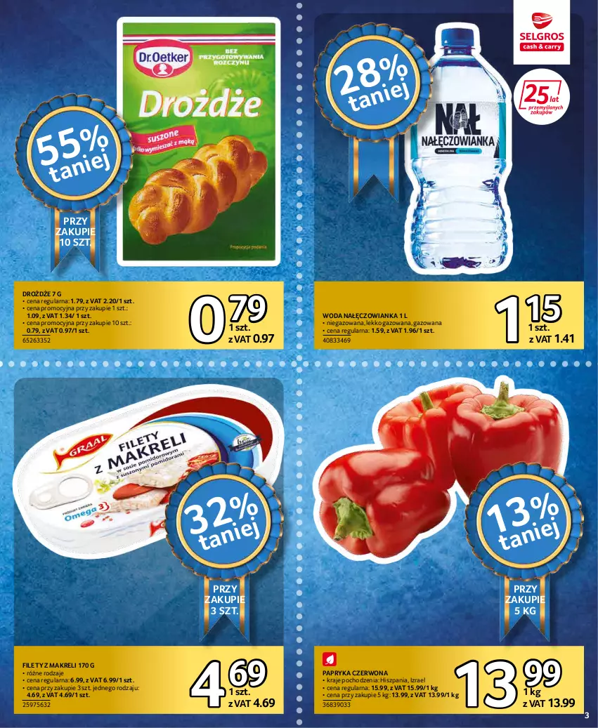 Gazetka promocyjna Selgros - Extra Oferta - ważna 01.03 do 31.03.2022 - strona 3 - produkty: Drożdże, Nałęczowianka, Papryka, Papryka czerwona, Woda