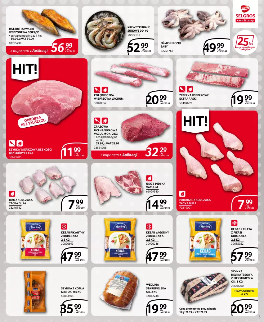 Gazetka promocyjna Selgros - Extra Oferta - ważna 01.03 do 31.03.2022 - strona 5 - produkty: Halibut, Kawa, Kebab, Krewetki, Kurczak, Podudzie z kurczaka, Polędwiczka wieprzowa, Szynka, Szynka delikatesowa, Szynka wieprzowa, Udo z kurczaka, Wędlina