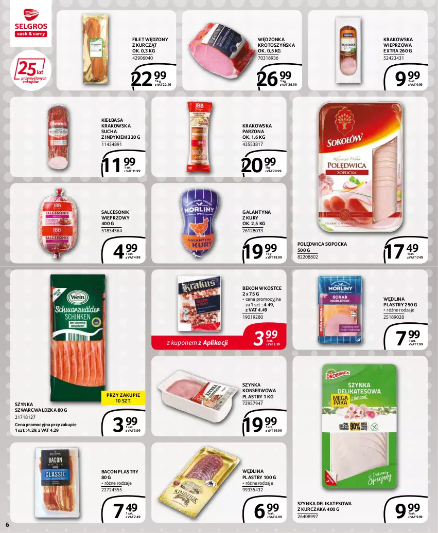 Gazetka promocyjna Selgros - Extra Oferta - ważna 01.03 do 31.03.2022 - strona 6 - produkty: Beko, Gala, Galantyna, Kiełbasa, Kiełbasa krakowska, Kurczak, Polędwica, Salceson, Ser, Szynka, Szynka delikatesowa, Szynka konserwowa, Wędlina