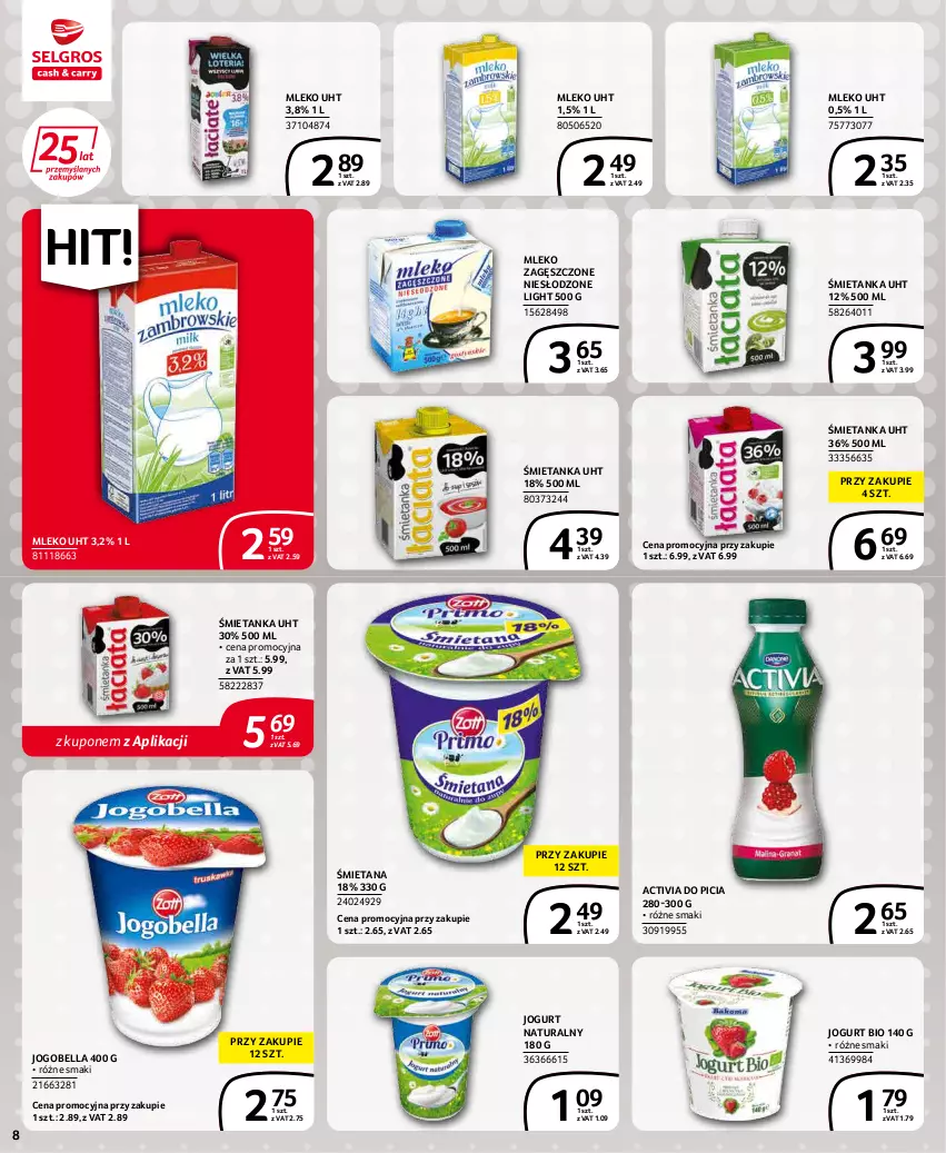 Gazetka promocyjna Selgros - Extra Oferta - ważna 01.03 do 31.03.2022 - strona 8 - produkty: Activia, Bell, Bella, Jogobella, Jogurt, Jogurt bio, Jogurt naturalny, Mleko, Mleko zagęszczone