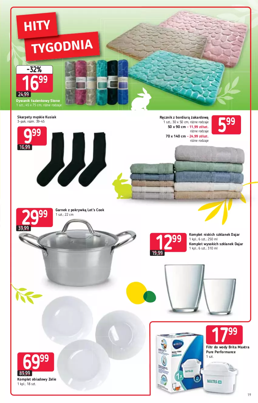 Gazetka promocyjna Stokrotka - Supermarket - ważna 18.03 do 24.03.2021 - strona 19 - produkty: Brit, Brita, Brita Maxtra, Dywan, Dywanik, Dywanik łazienkowy, Garnek, Karp, Komplet obiadowy, Pur, Ręcznik, Sok