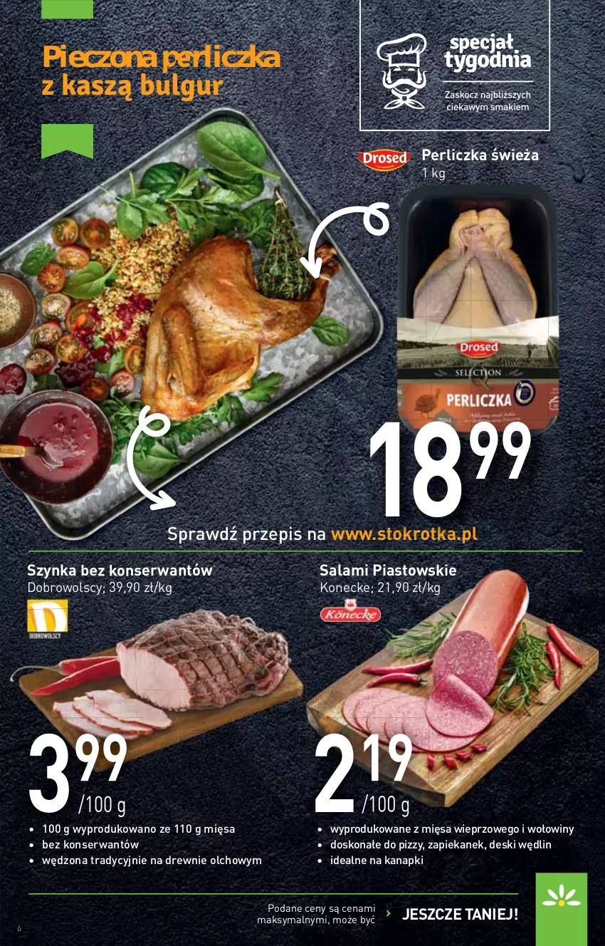 Gazetka promocyjna Stokrotka - Supermarket - ważna 18.03 do 24.03.2021 - strona 6 - produkty: Perliczka, Piast, Piec, Salami, Ser, Szynka