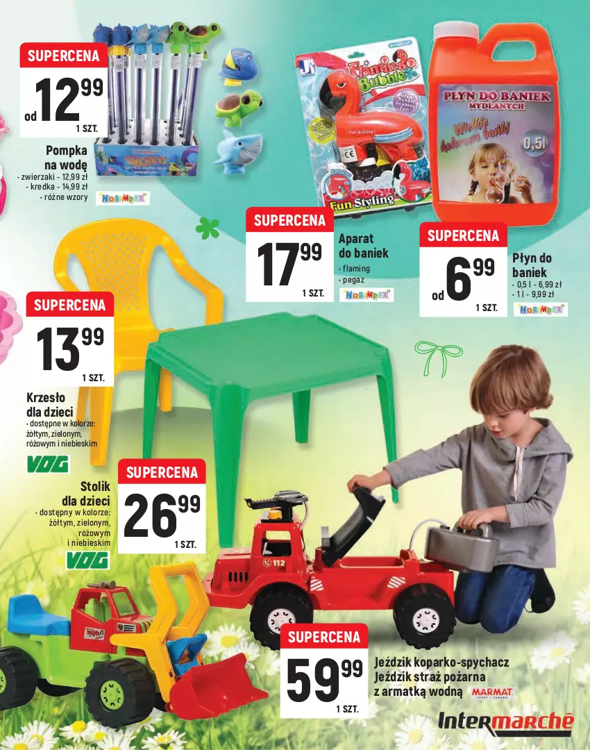 Gazetka promocyjna Intermarche - Katalog Wielkanocny - ważna 16.03 do 03.04.2021 - strona 15 - produkty: Dzieci, Huśtawka, Kredka, Krzesło, Piec, Pompka, Stolik, Straż pożarna, Top, Tusz, Uchwyty