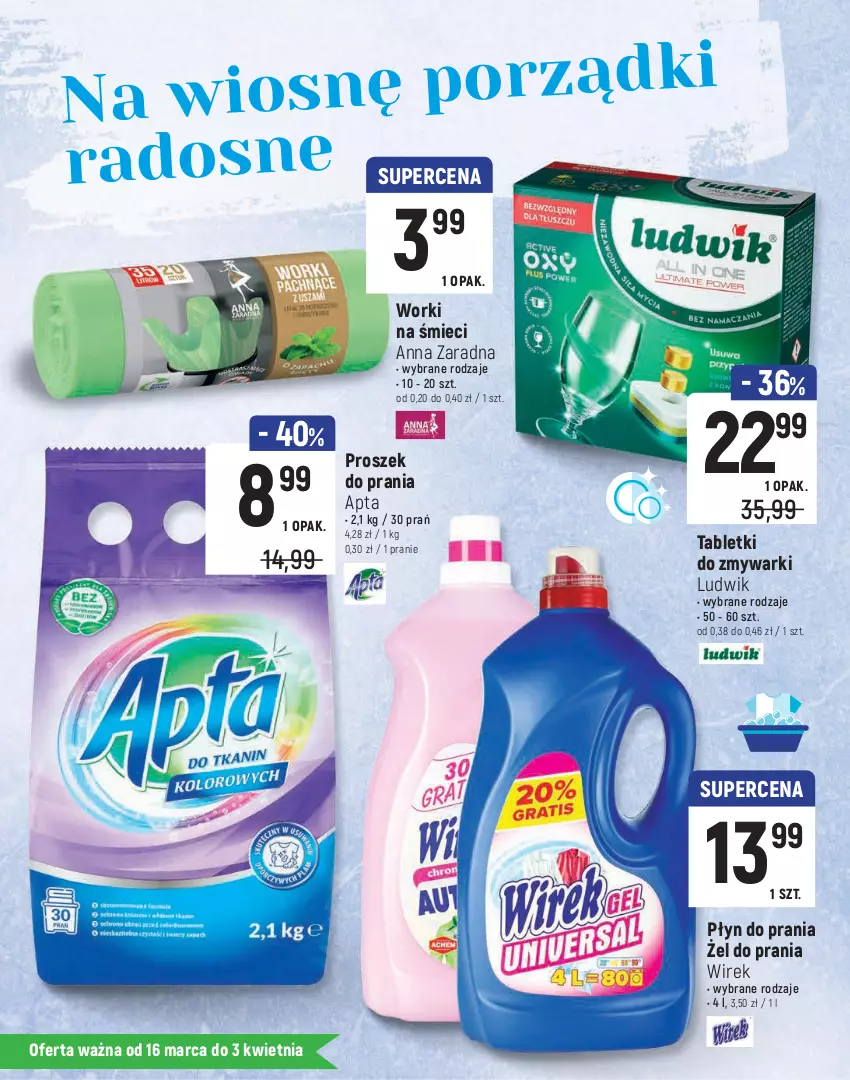 Gazetka promocyjna Intermarche - Katalog Wielkanocny - ważna 16.03 do 03.04.2021 - strona 20 - produkty: Chusteczki, Ludwik, Płyn do prania, Pronto, Proszek do prania, Sidolux, Tablet, Tabletki do zmywarki, Worki na śmiec, Worki na śmieci, Zmywarki