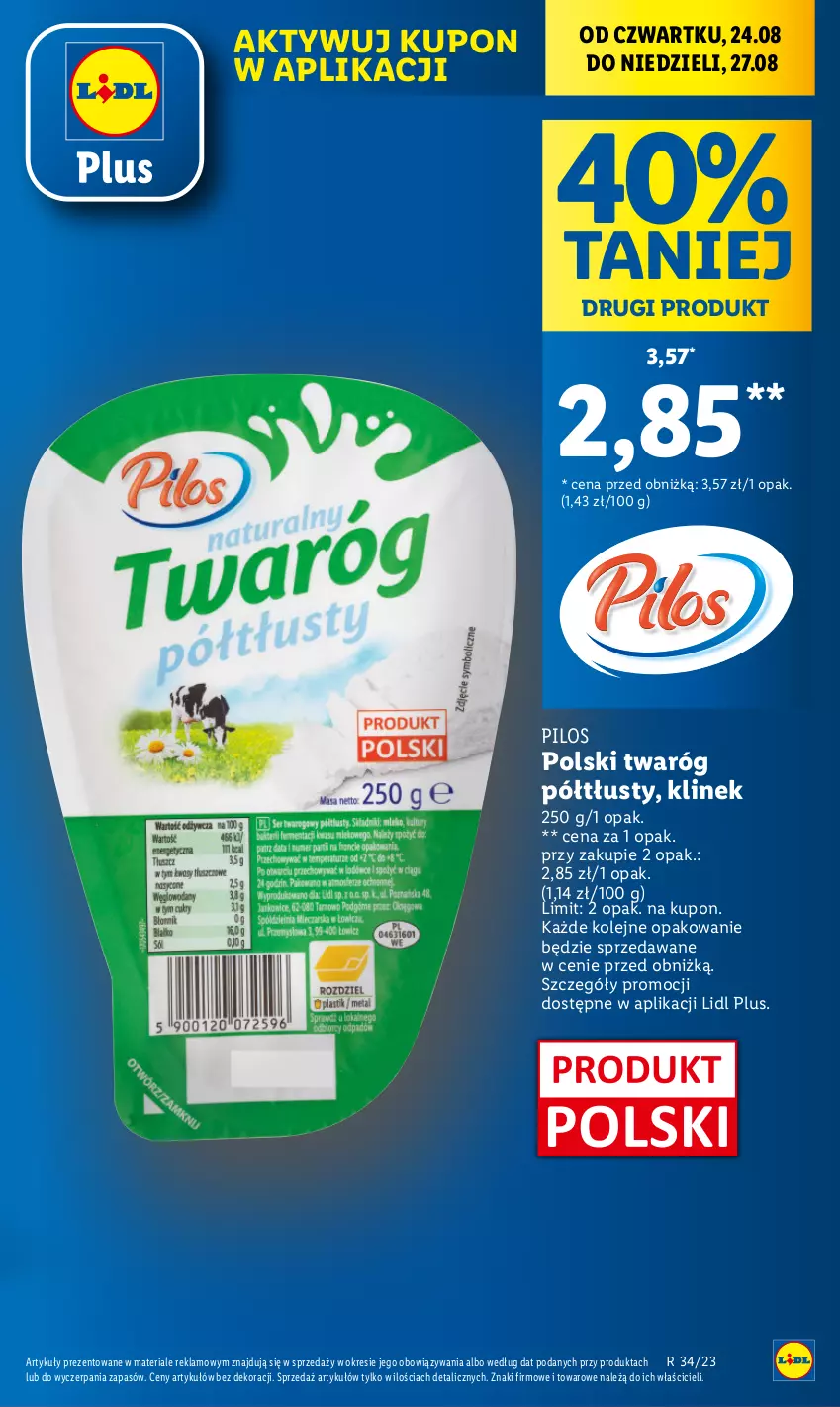 Gazetka promocyjna Lidl - GAZETKA - ważna 24.08 do 27.08.2023 - strona 13 - produkty: Olej, Pilos, Twaróg, Twaróg półtłusty