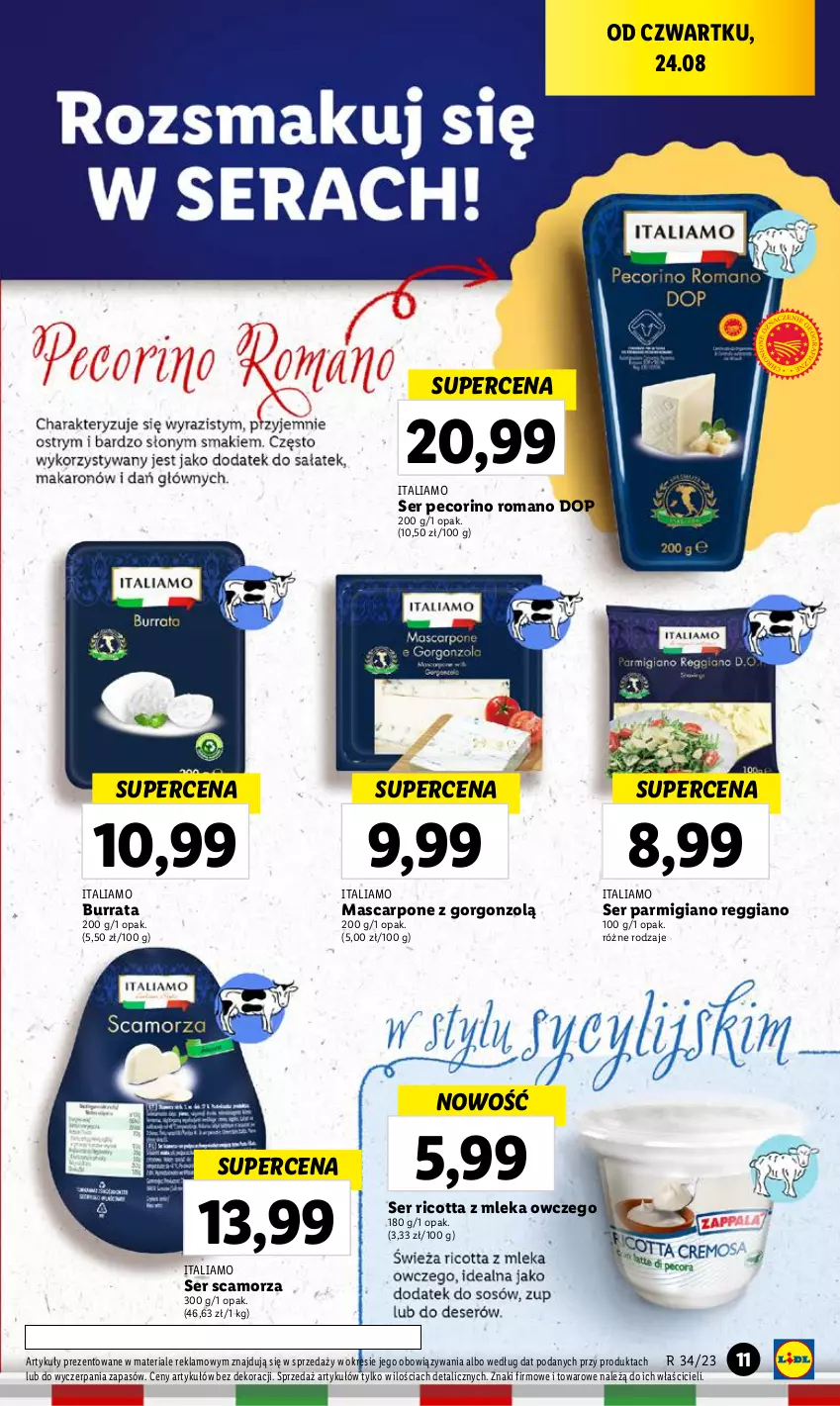 Gazetka promocyjna Lidl - GAZETKA - ważna 24.08 do 27.08.2023 - strona 29 - produkty: Burrata, Mascarpone, Pecorino, Ricotta, Scamorza, Ser