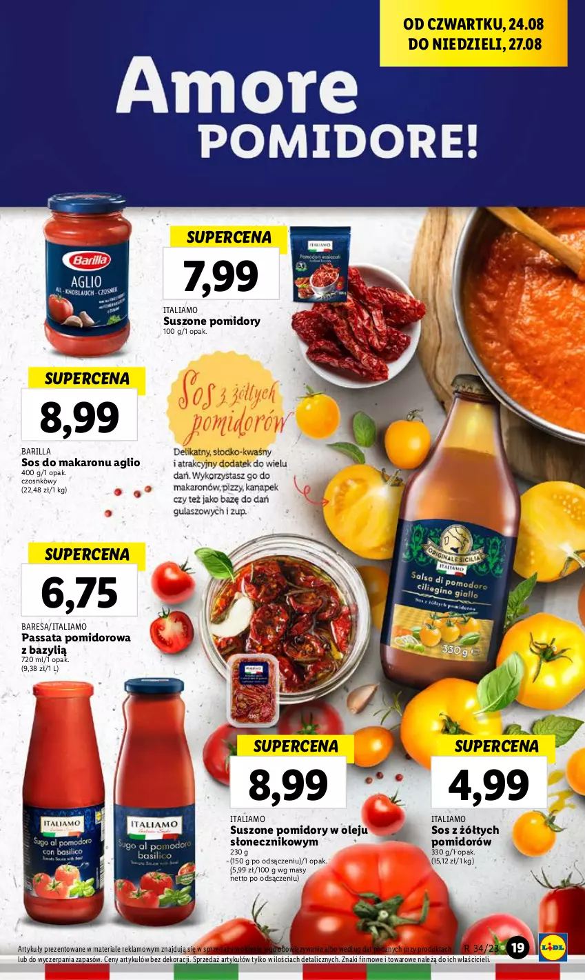 Gazetka promocyjna Lidl - GAZETKA - ważna 24.08 do 27.08.2023 - strona 37 - produkty: Barilla, Bazyl, Makaron, Olej, Pomidory, Sos, Sos do makaronu, Suszone pomidory