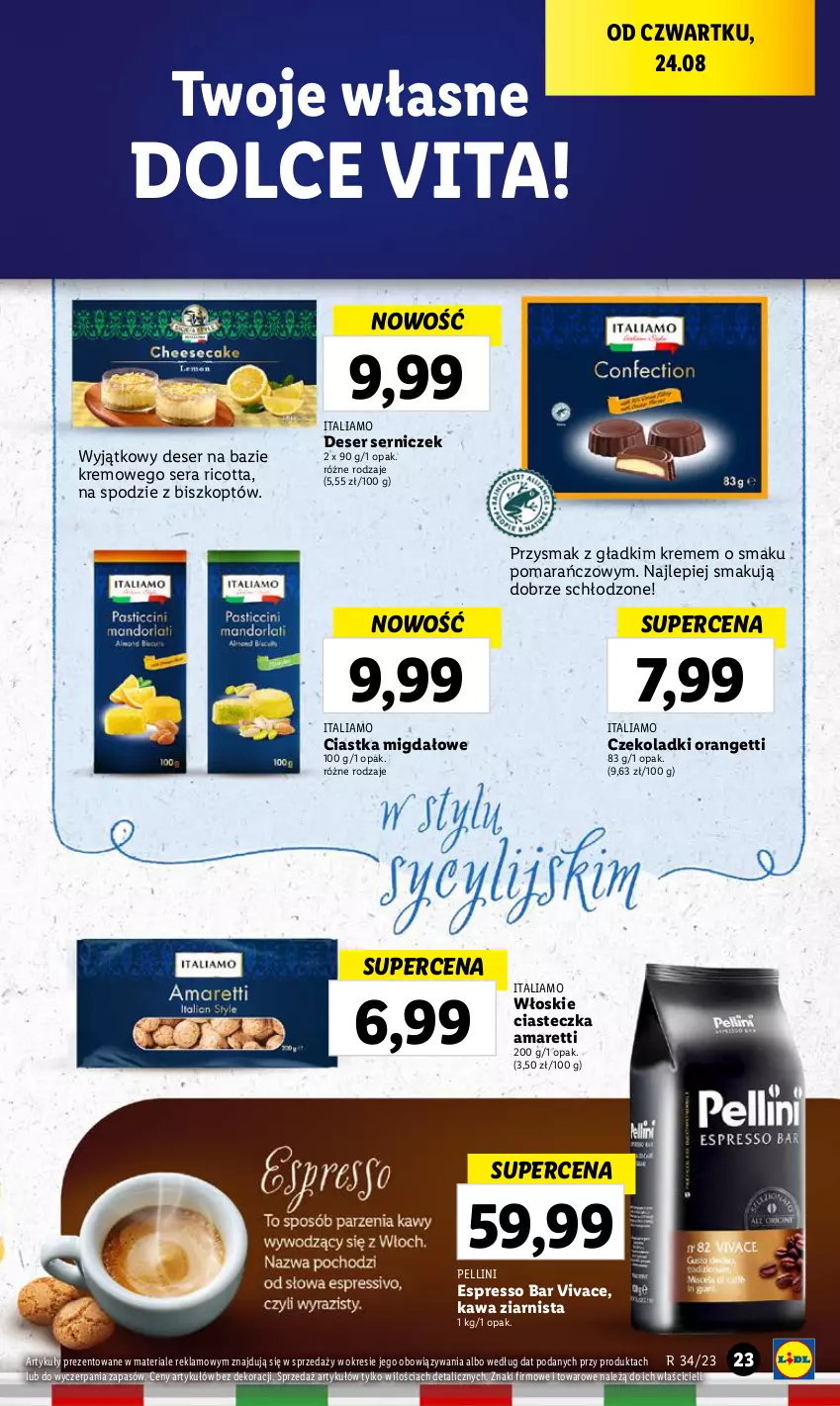 Gazetka promocyjna Lidl - GAZETKA - ważna 24.08 do 27.08.2023 - strona 41 - produkty: Ciastka, Deser, Kawa, Kawa ziarnista, Ricotta, Ser