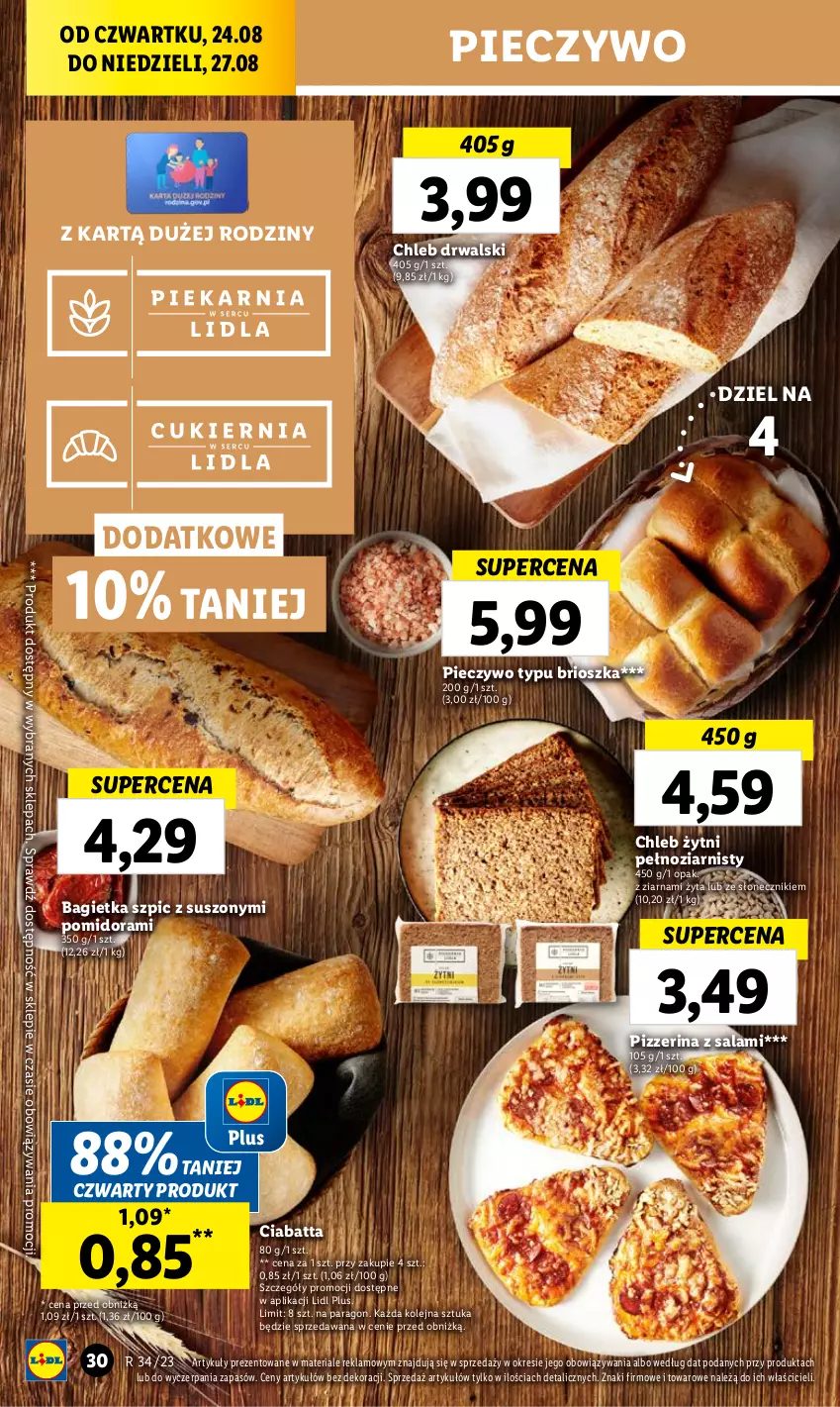 Gazetka promocyjna Lidl - GAZETKA - ważna 24.08 do 27.08.2023 - strona 48 - produkty: Bagietka, Chleb, Ciabatta, Olej, Piec, Pieczywo, Pizzerina, Salami, Ser, Szpic