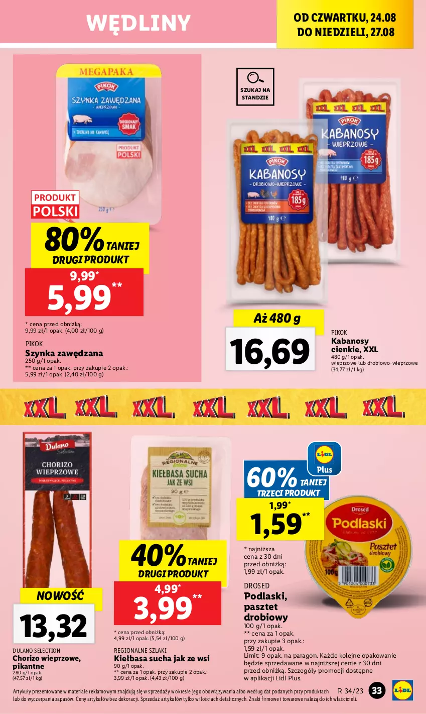 Gazetka promocyjna Lidl - GAZETKA - ważna 24.08 do 27.08.2023 - strona 51 - produkty: Dulano, Kabanos, Kiełbasa, Olej, Pasztet, PIKOK, Podlaski, Szynka