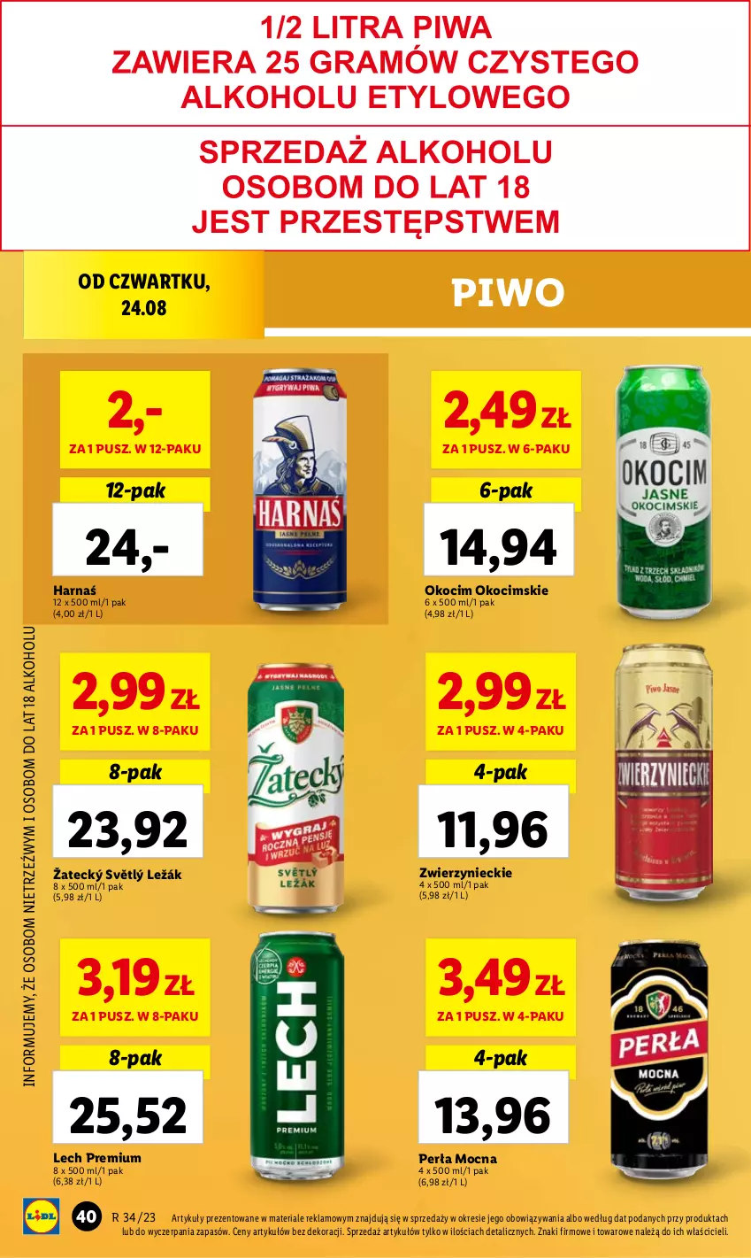 Gazetka promocyjna Lidl - GAZETKA - ważna 24.08 do 27.08.2023 - strona 58 - produkty: Harnaś, Koc, Lech Premium, Okocim, Perła, Piwo