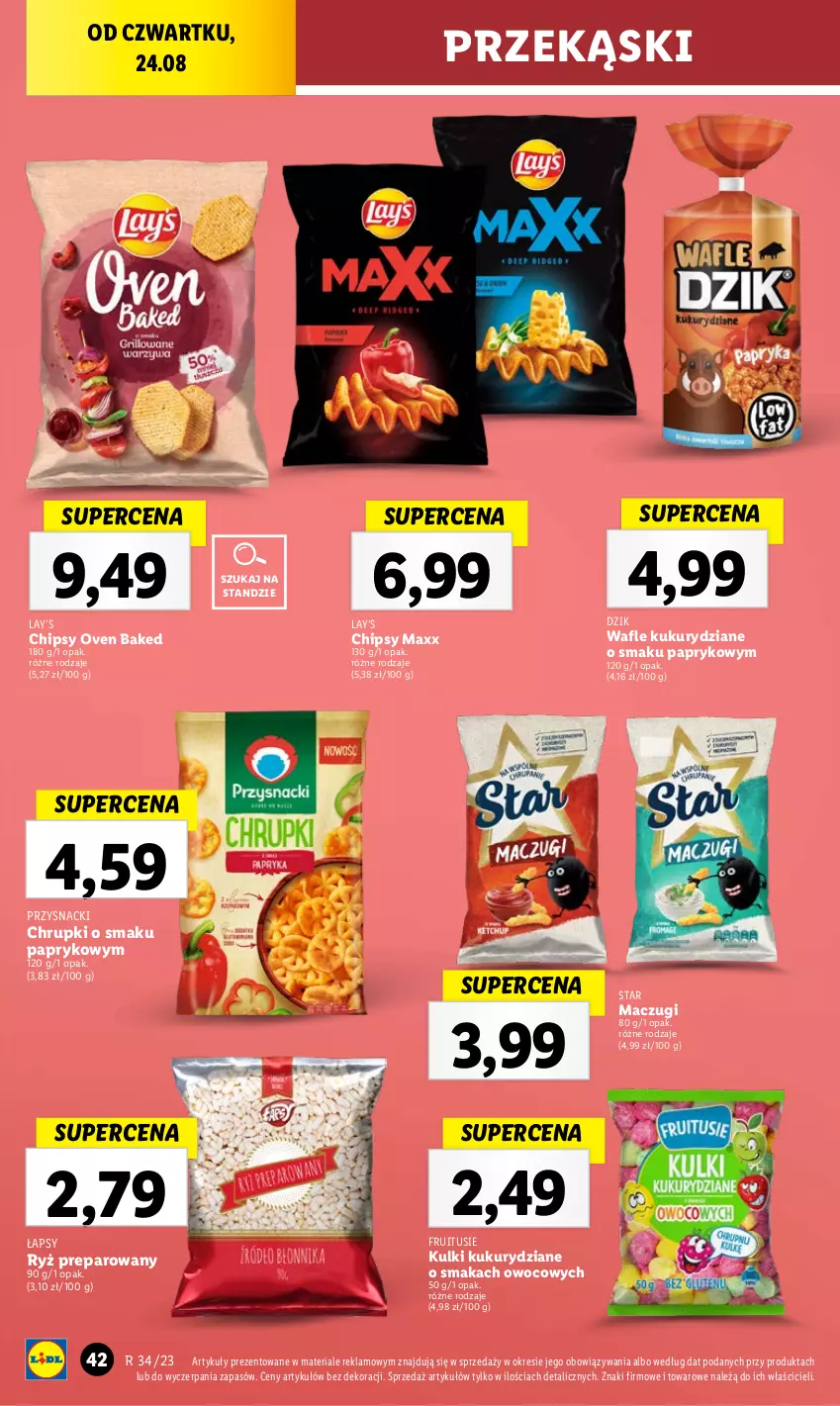 Gazetka promocyjna Lidl - GAZETKA - ważna 24.08 do 27.08.2023 - strona 60 - produkty: Chipsy, Chrupki, Lay’s, Przysnacki, Ryż, Wafle