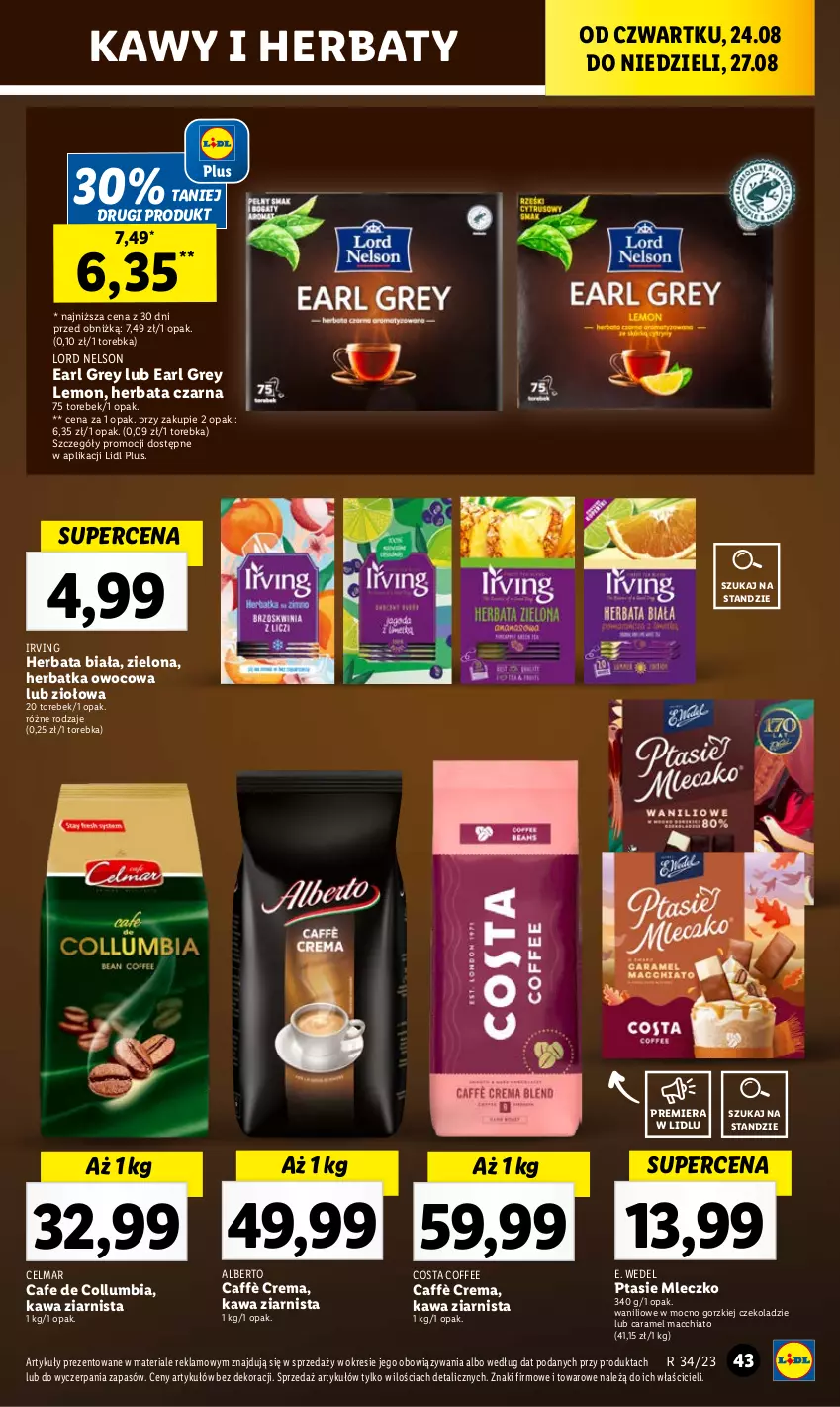 Gazetka promocyjna Lidl - GAZETKA - ważna 24.08 do 27.08.2023 - strona 61 - produkty: Celma, Chia, E. Wedel, Earl Grey, Herbata, Herbata czarna, Irving, Kawa, Kawa ziarnista, Mleczko, Ptasie mleczko, Torebka