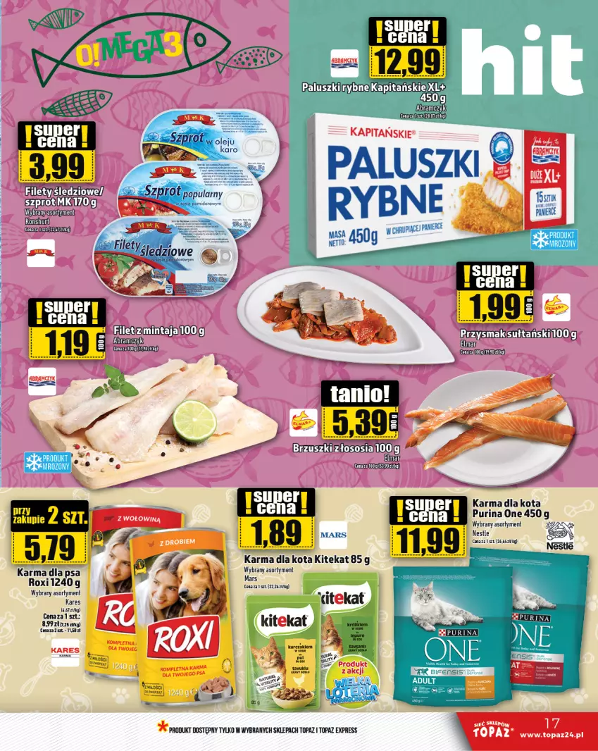 Gazetka promocyjna Topaz - Gazetka - ważna 05.09 do 11.09.2024 - strona 17 - produkty: KiteKat, Mars, Olej, Pur, Purina, Szprot, Top