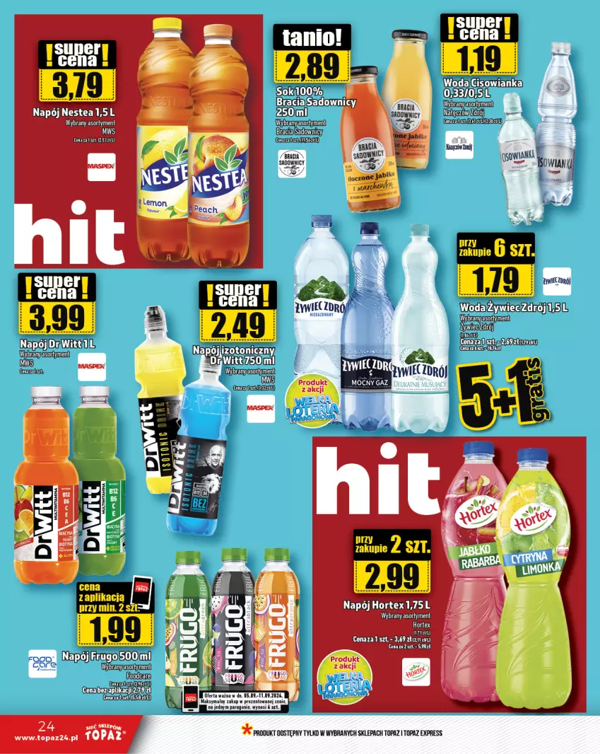 Gazetka promocyjna Topaz - Gazetka - ważna 05.09 do 11.09.2024 - strona 24 - produkty: Hortex, Mars, Napój, Nestea, Top