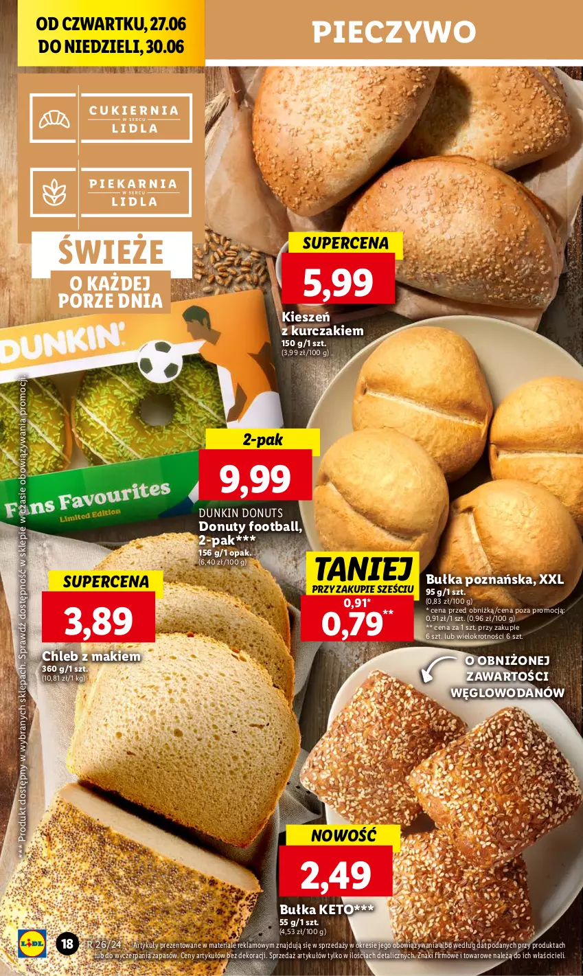 Gazetka promocyjna Lidl - GAZETKA - ważna 27.06 do 30.06.2024 - strona 22 - produkty: Bułka, Chleb, Donut, Kurczak, Nuty, Piec, Pieczywo, Por, Woda