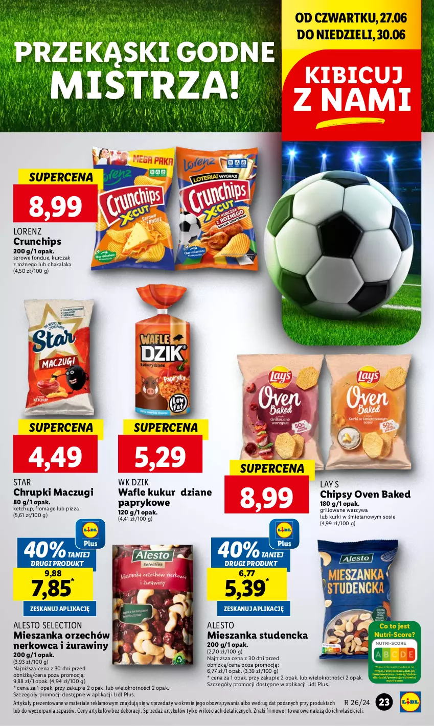 Gazetka promocyjna Lidl - GAZETKA - ważna 27.06 do 30.06.2024 - strona 29 - produkty: BIC, Chipsy, Chrupki, Crunchips, Fondue, Grill, Ketchup, Kurczak, Lay’s, Lorenz, Mieszanka studencka, Pizza, Ser, Sos, Wafle, Warzywa