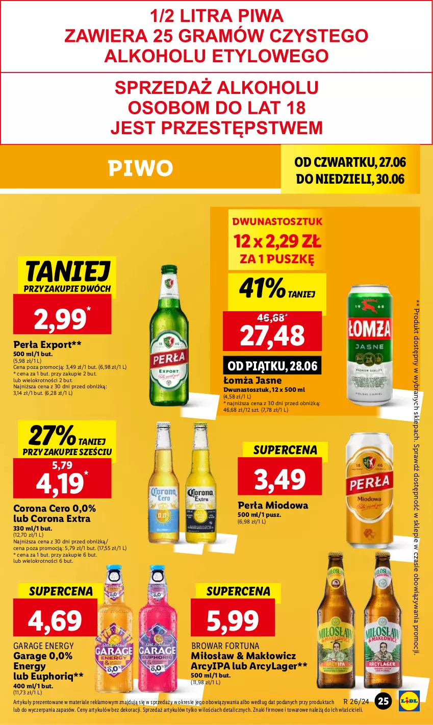 Gazetka promocyjna Lidl - GAZETKA - ważna 27.06 do 30.06.2024 - strona 31 - produkty: Corona Extra, Fortuna, Perła, Piwo, Por