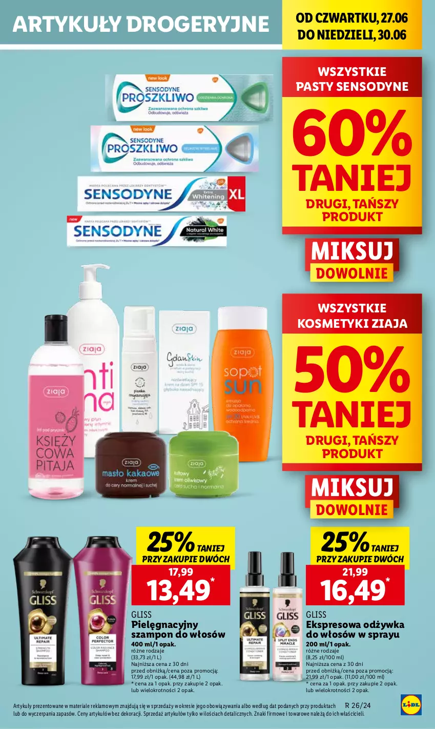 Gazetka promocyjna Lidl - GAZETKA - ważna 27.06 do 30.06.2024 - strona 39 - produkty: Odżywka, Sensodyne, Szampon, Ziaja