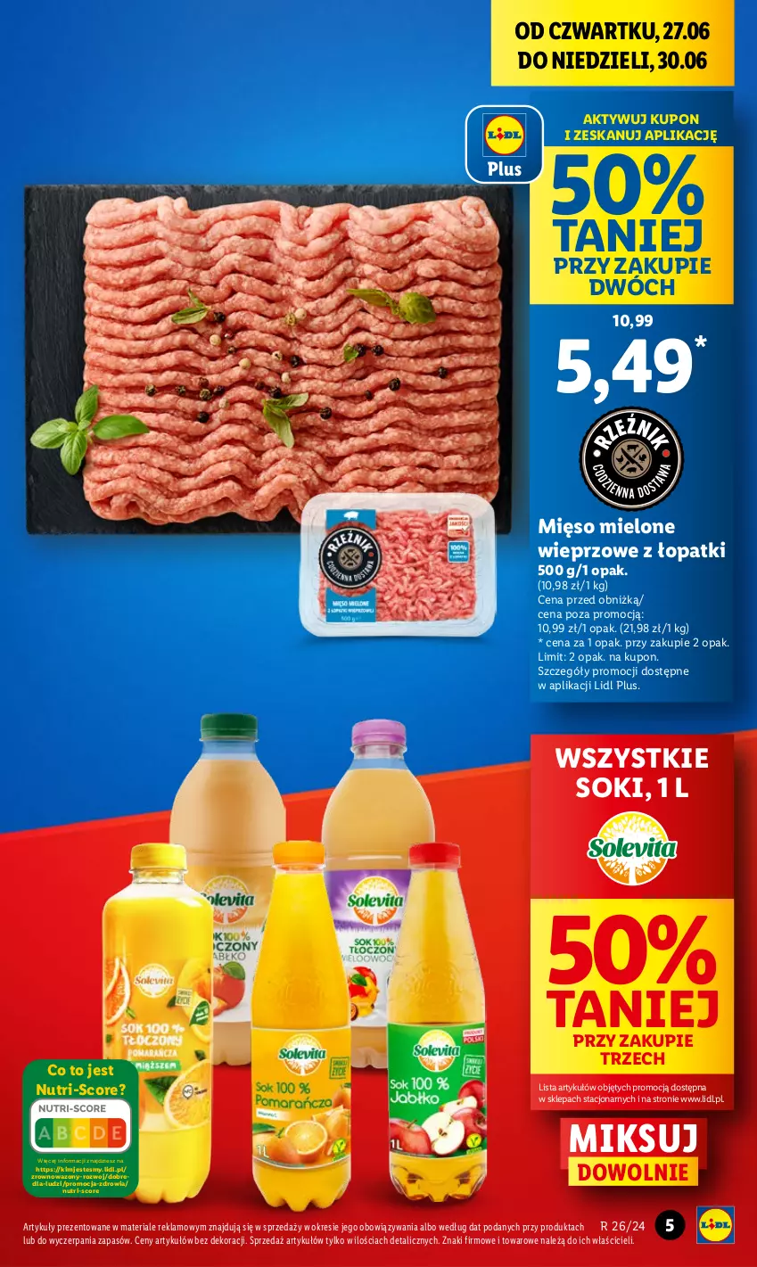 Gazetka promocyjna Lidl - GAZETKA - ważna 27.06 do 30.06.2024 - strona 5 - produkty: Mięso, Mięso mielone, Sok, Wazon